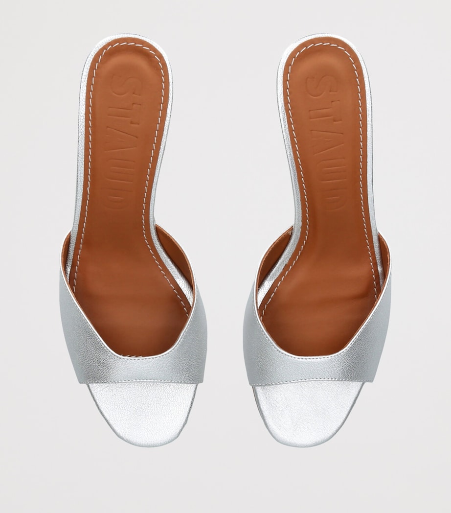 Leather Brigitte Heeled Mules 60 SILVER Image 4