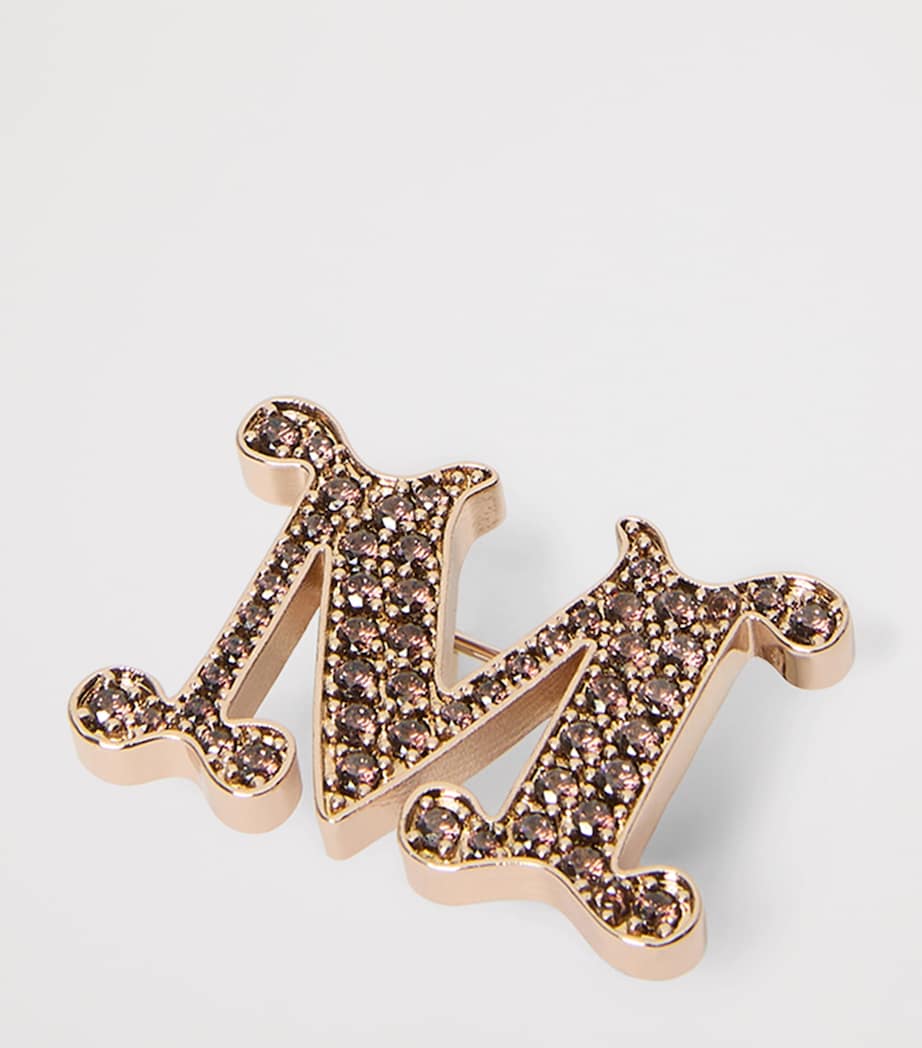 Max Mara Embellished Monogram Brooch Camel Image 3