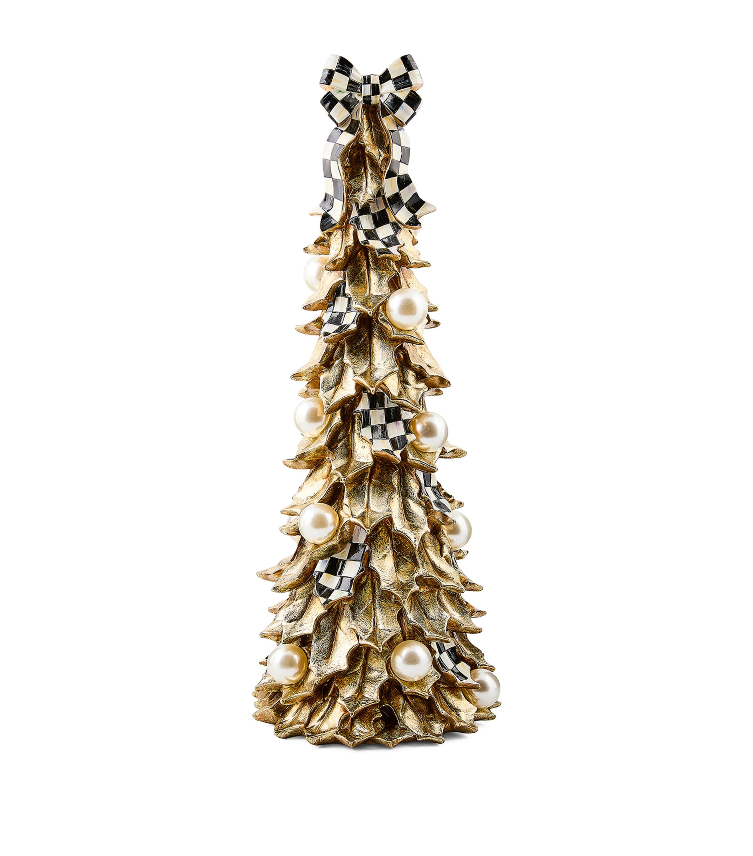 Mackenzie-childs Mackenzie Childs Courtly Noel Handmade Tall Faux Pearl Tree Figurine In Gold