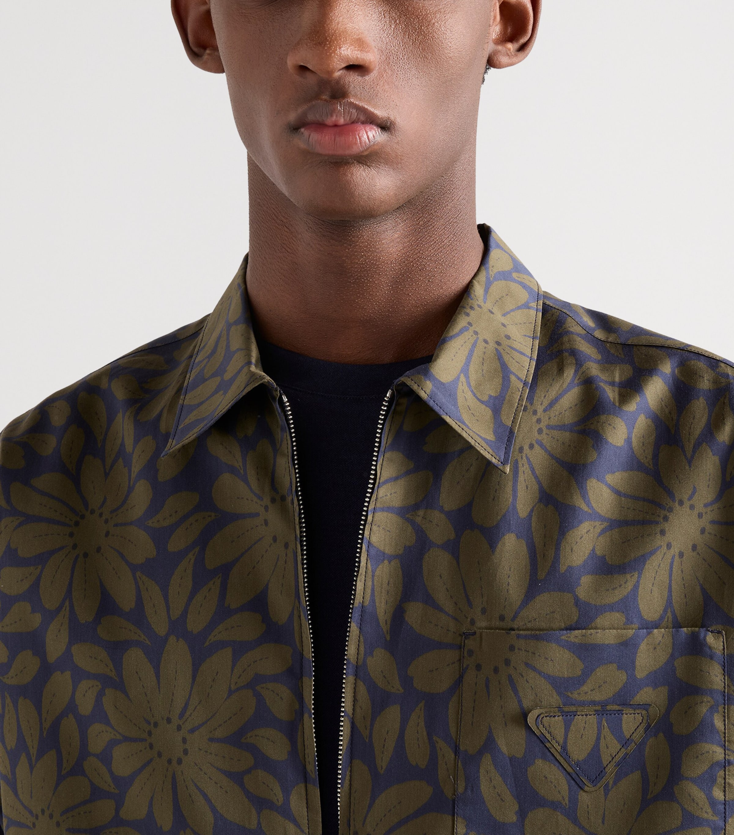 Prada Mens Cotton-Silk Zip-Up Shirt Image 5