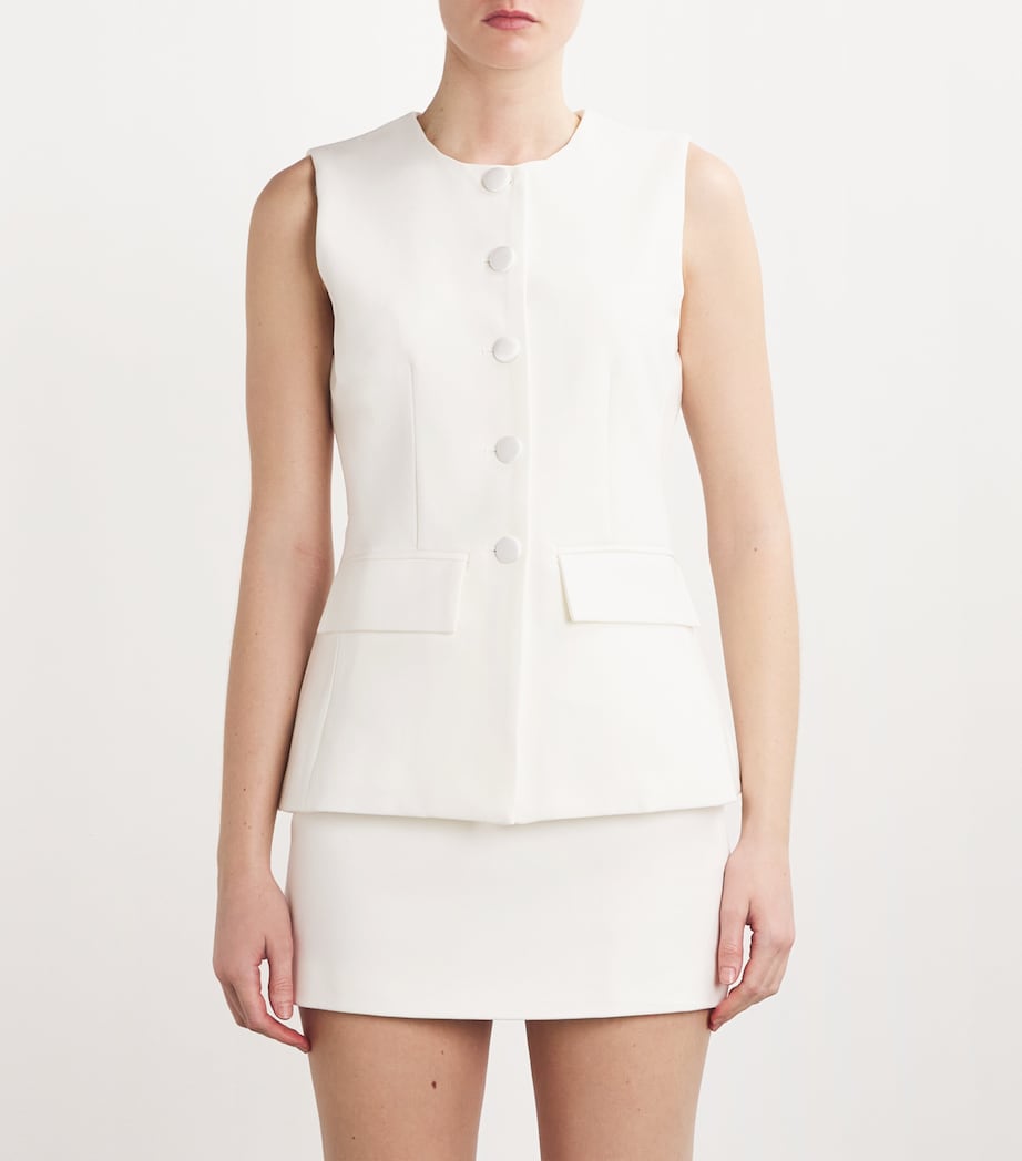 Wool Twill Waistcoat Top WHITE Image 3