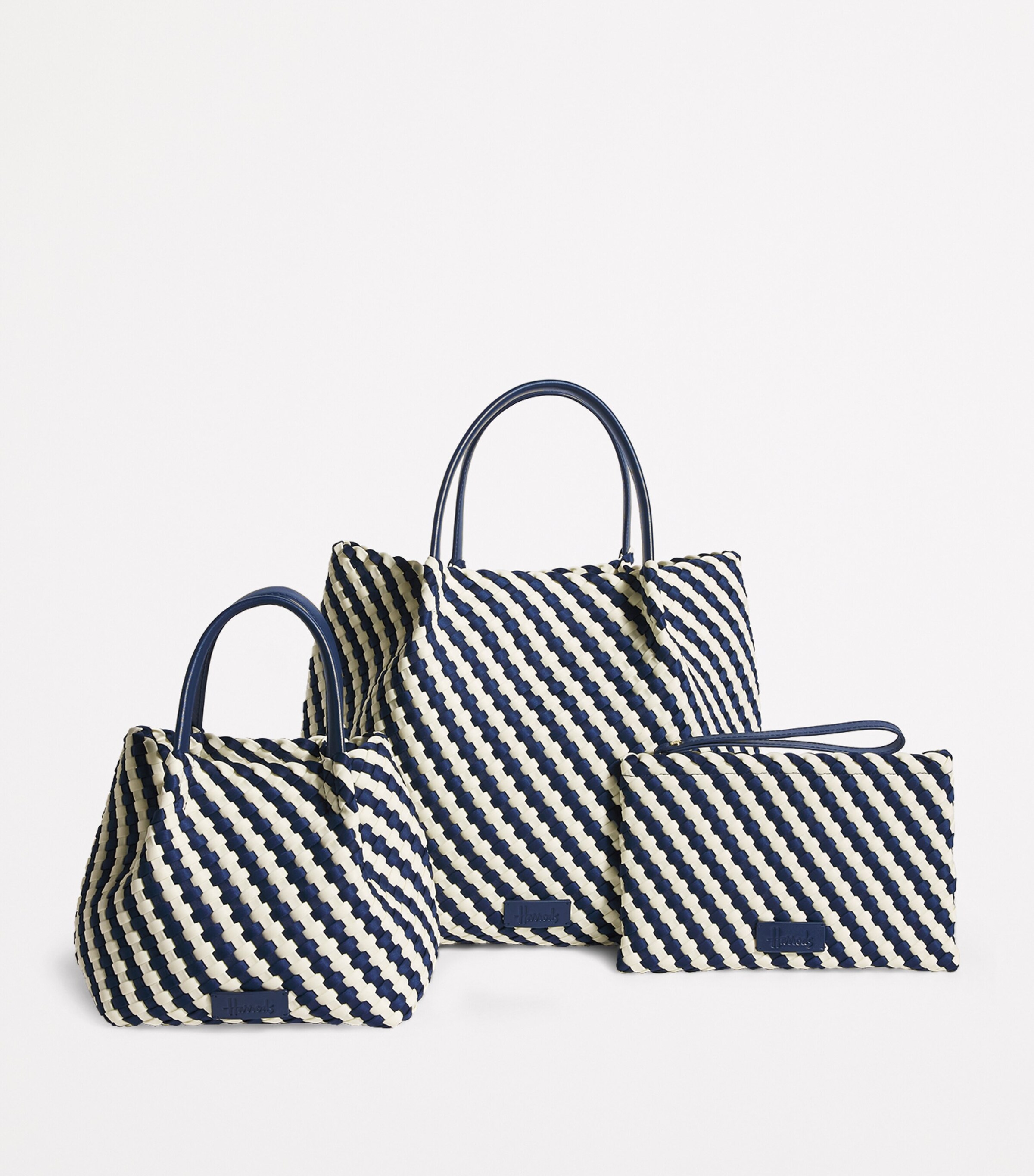 Harrods Neoprene Woven East-West Tote Bag Navy Image 6