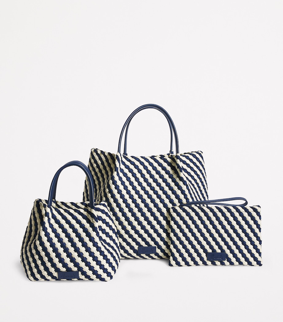 Harrods Neoprene Woven East-West Tote Bag Navy Image 6