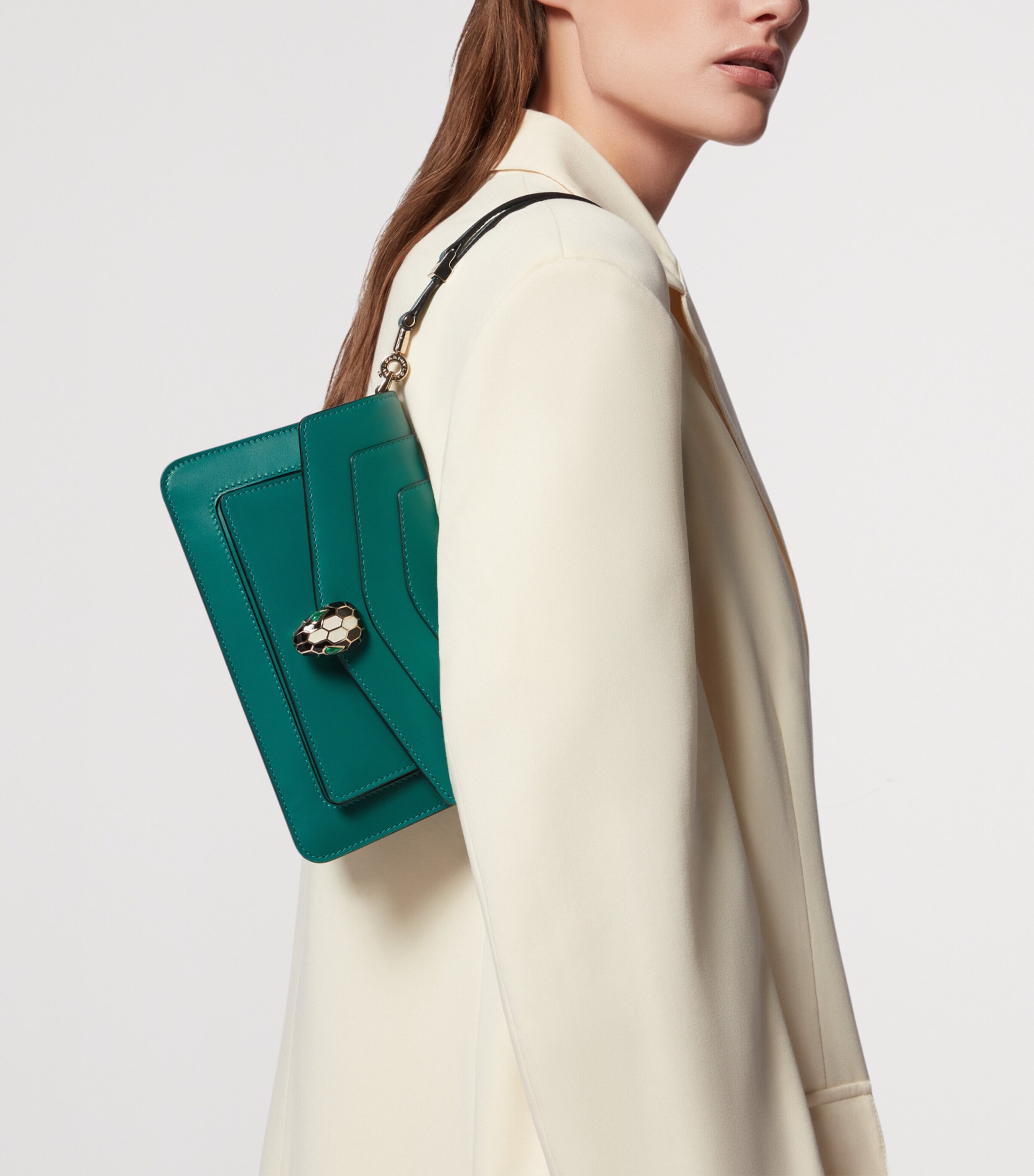 Bvlgari Leather Serpenti Forever East-West Shoulder Bag Green Light Image 8