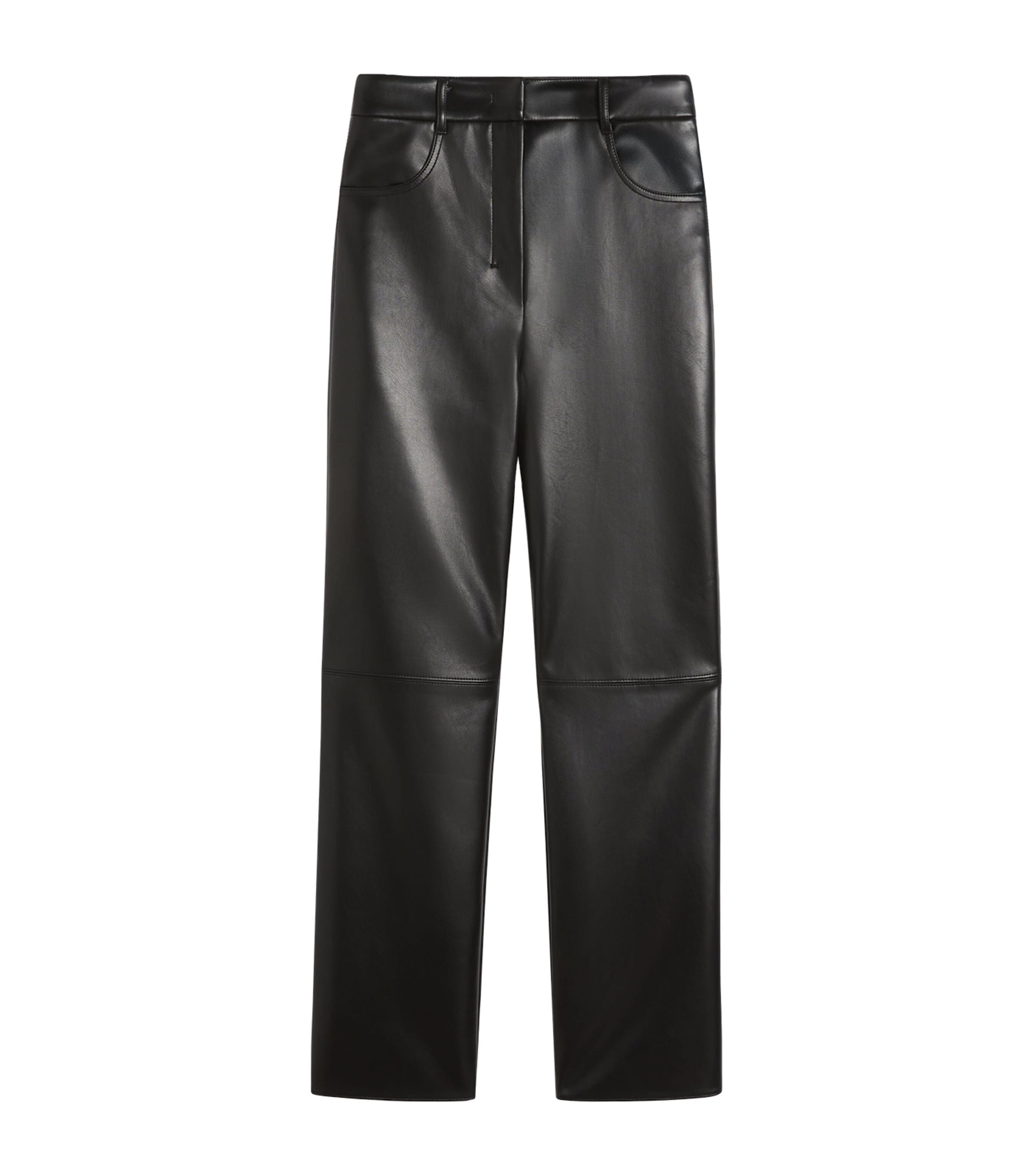 Max Mara Womens Faux Leather Wide-Leg Trousers Black Image 1