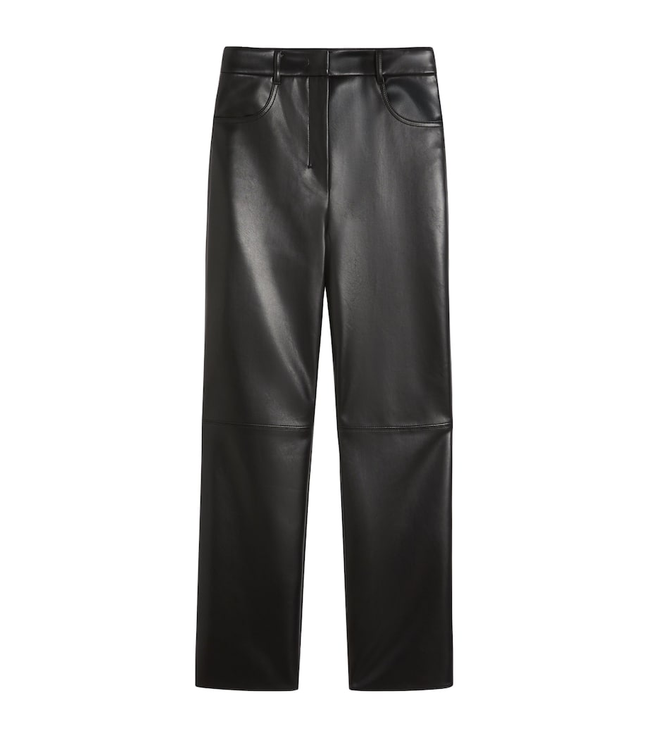 Max Mara Womens Faux Leather Wide-Leg Trousers Black Image 1