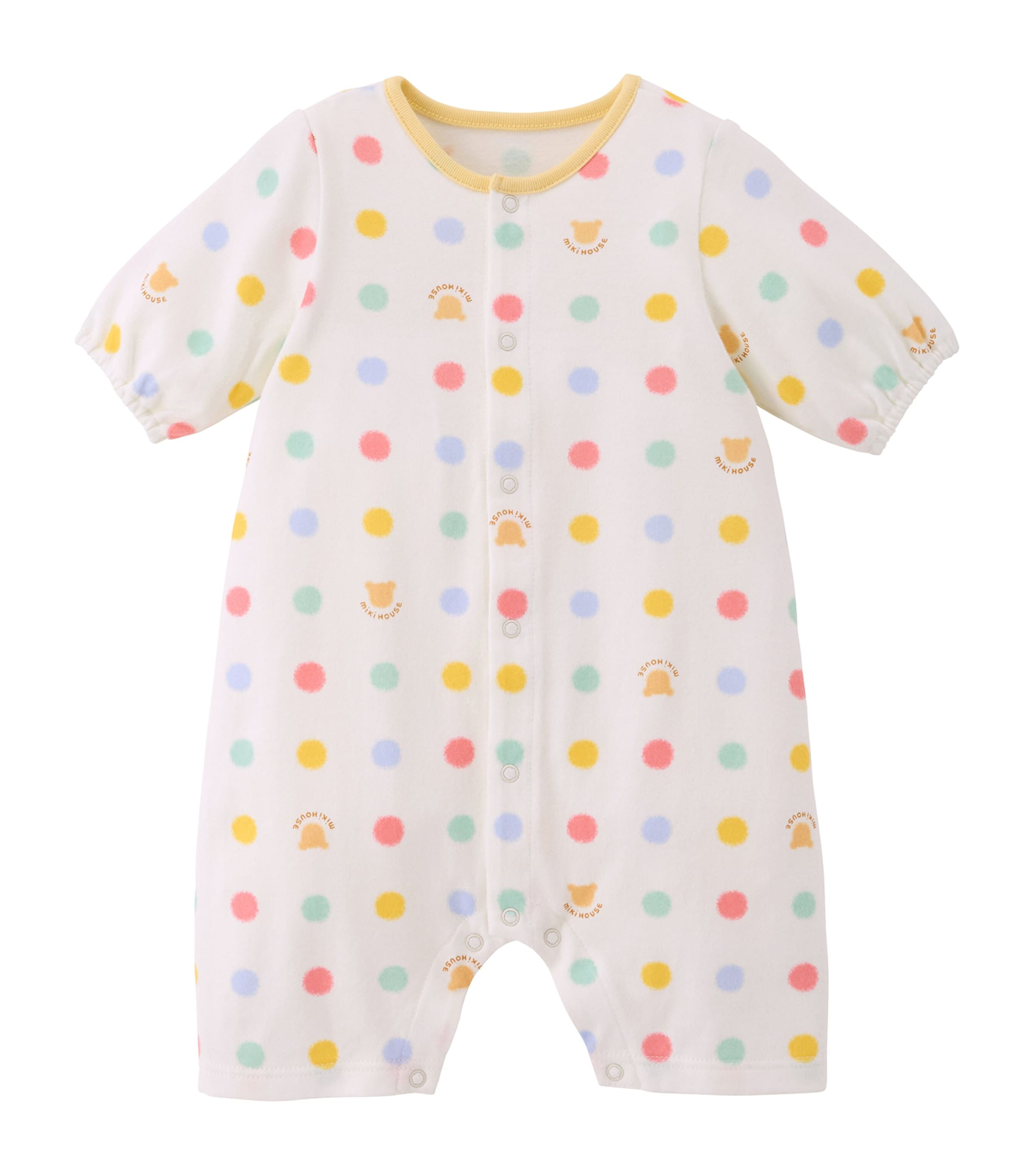 Shop Miki House Cotton Polka Dot Playsuit In Ivory