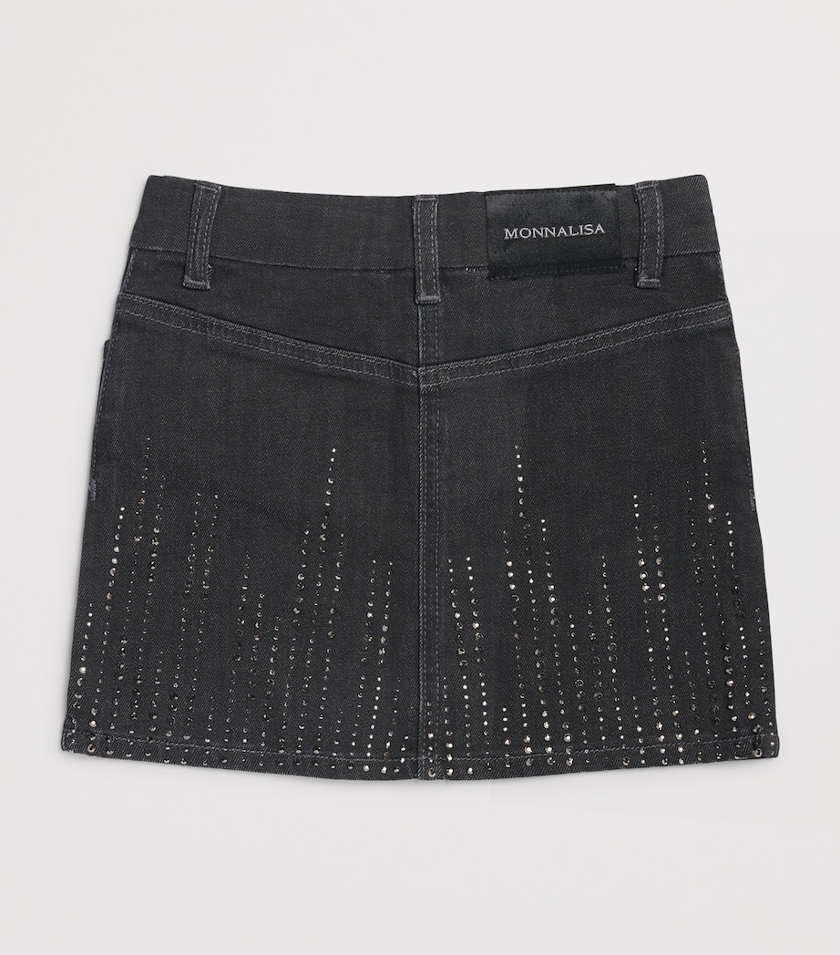 Monnalisa Embellished Stretch-Denim Skirt (4-12 Years) Grigio Medio Image 2