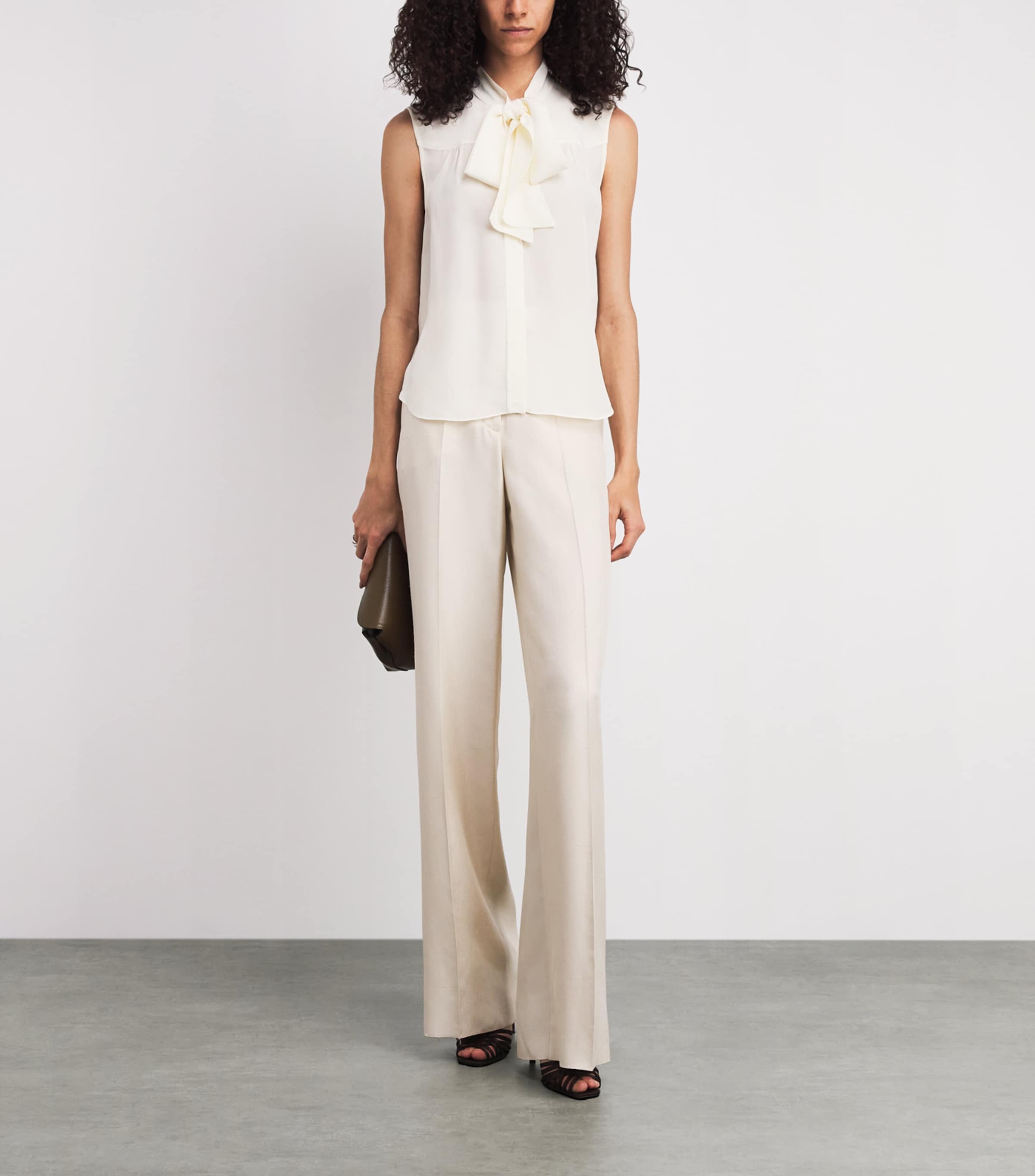 Self-Tie Magnolia Blouse W0097 DOVE Image 2