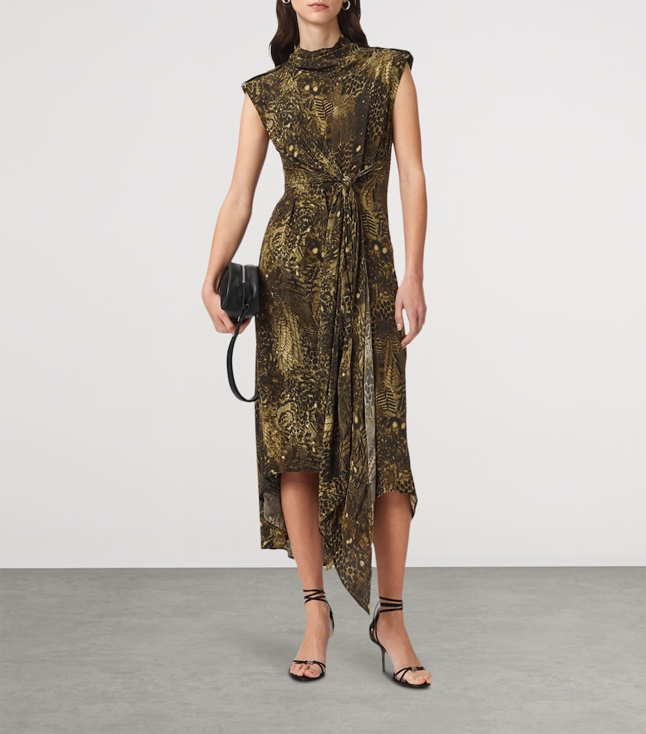 AllSaints Womens Persia Midi Dress Blixa Khaki Green Image 2