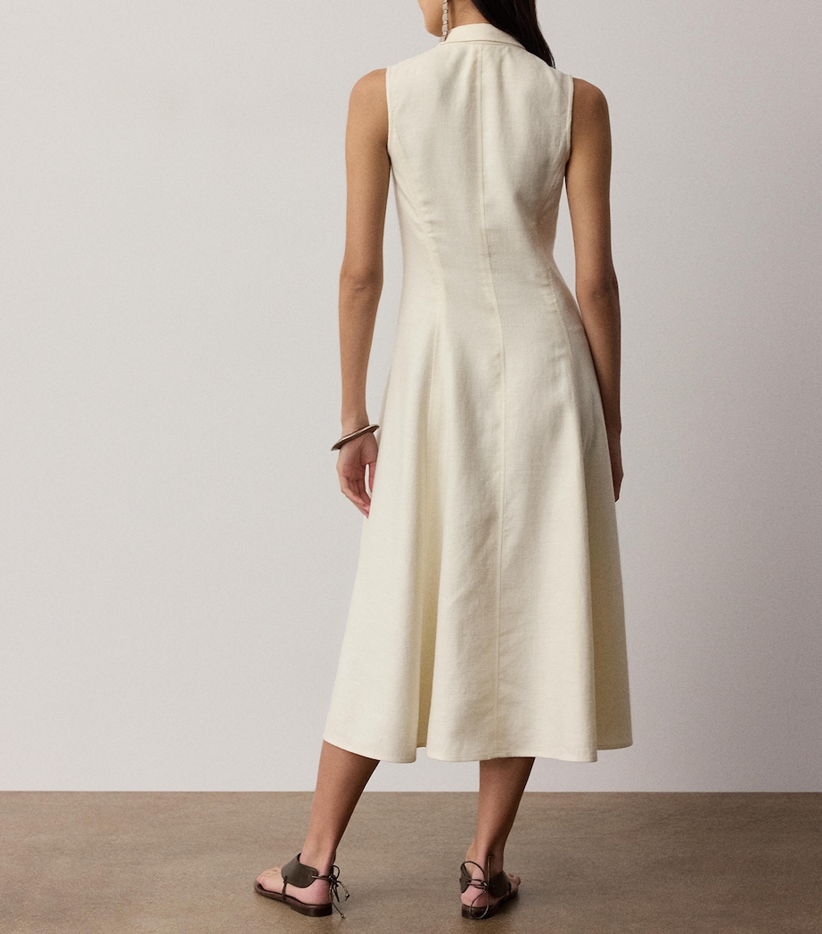 Ralph Lauren Collection Womens Silk-Linen Kensley Midi Dress Lux Cream Image 3