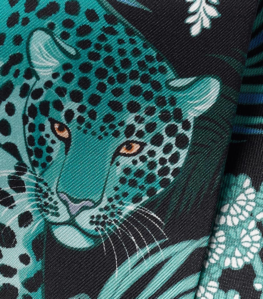 Cartier Silk Flora and Fauna Panthère Scarf Blue Image 4
