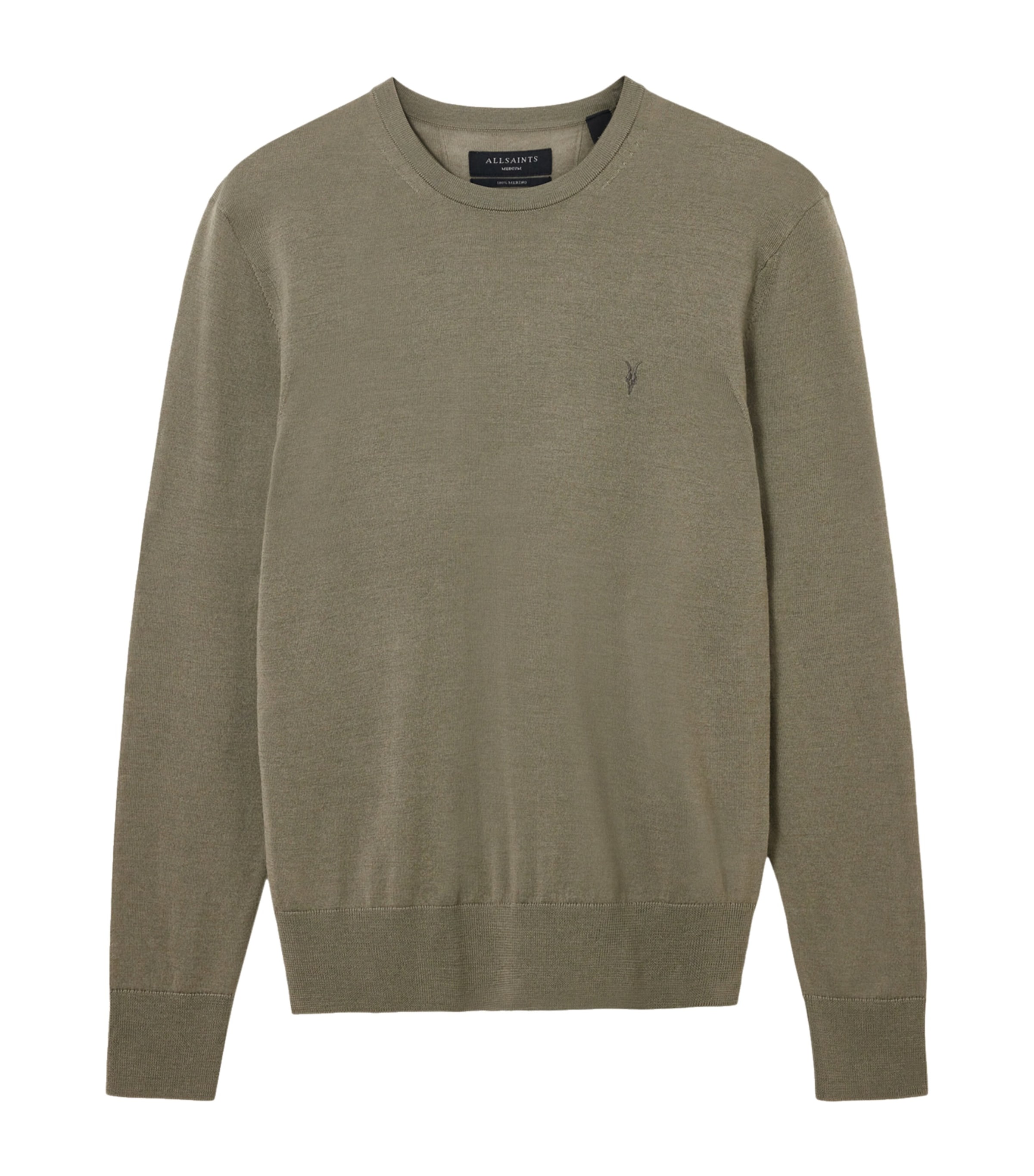 Allsaints Mens Dusky Green Mode Merino Marl-pattern Wool Crew Jumper Xl In Green