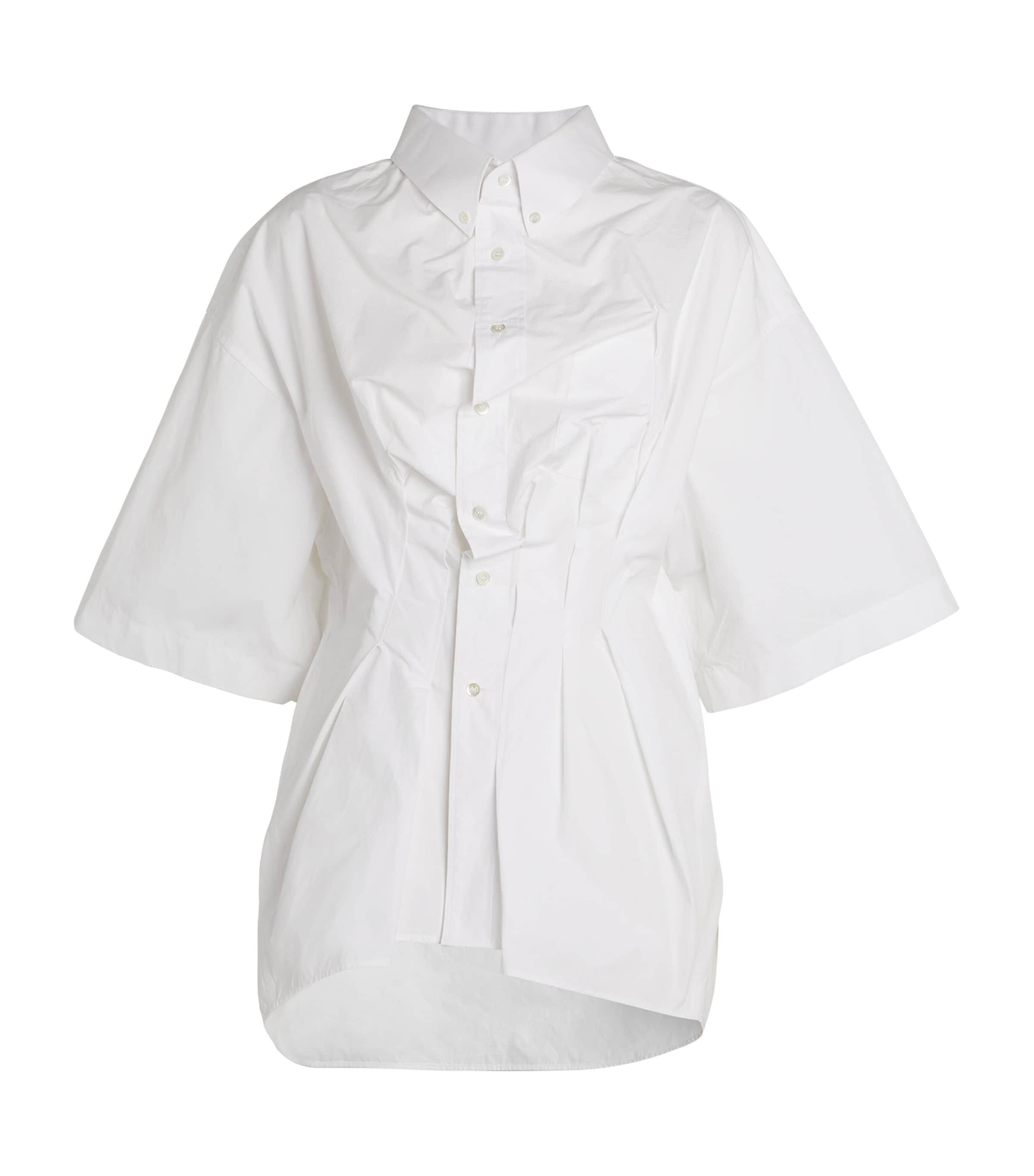 Maison Margiela Cotton Poplin Gathered Shirt In White