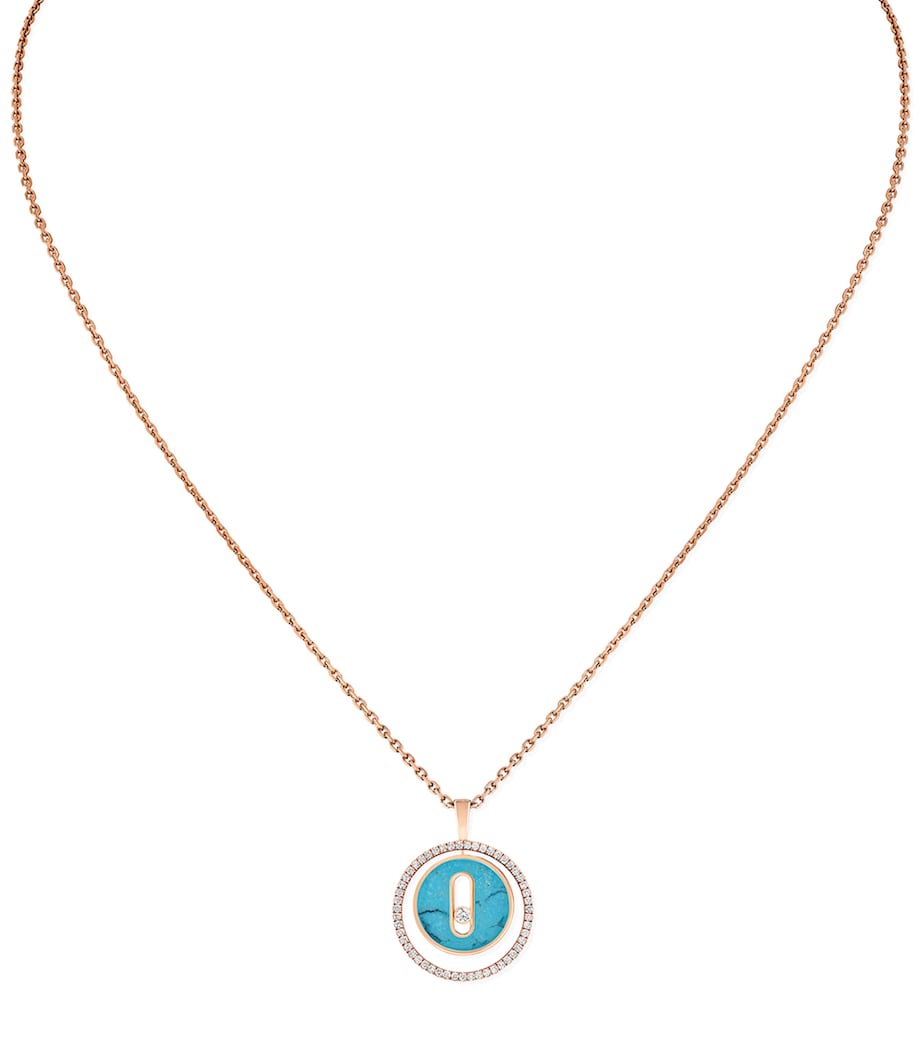 Rose Gold, Diamond and Turquoise Lucky Move Necklace PINK GOLD Image 1