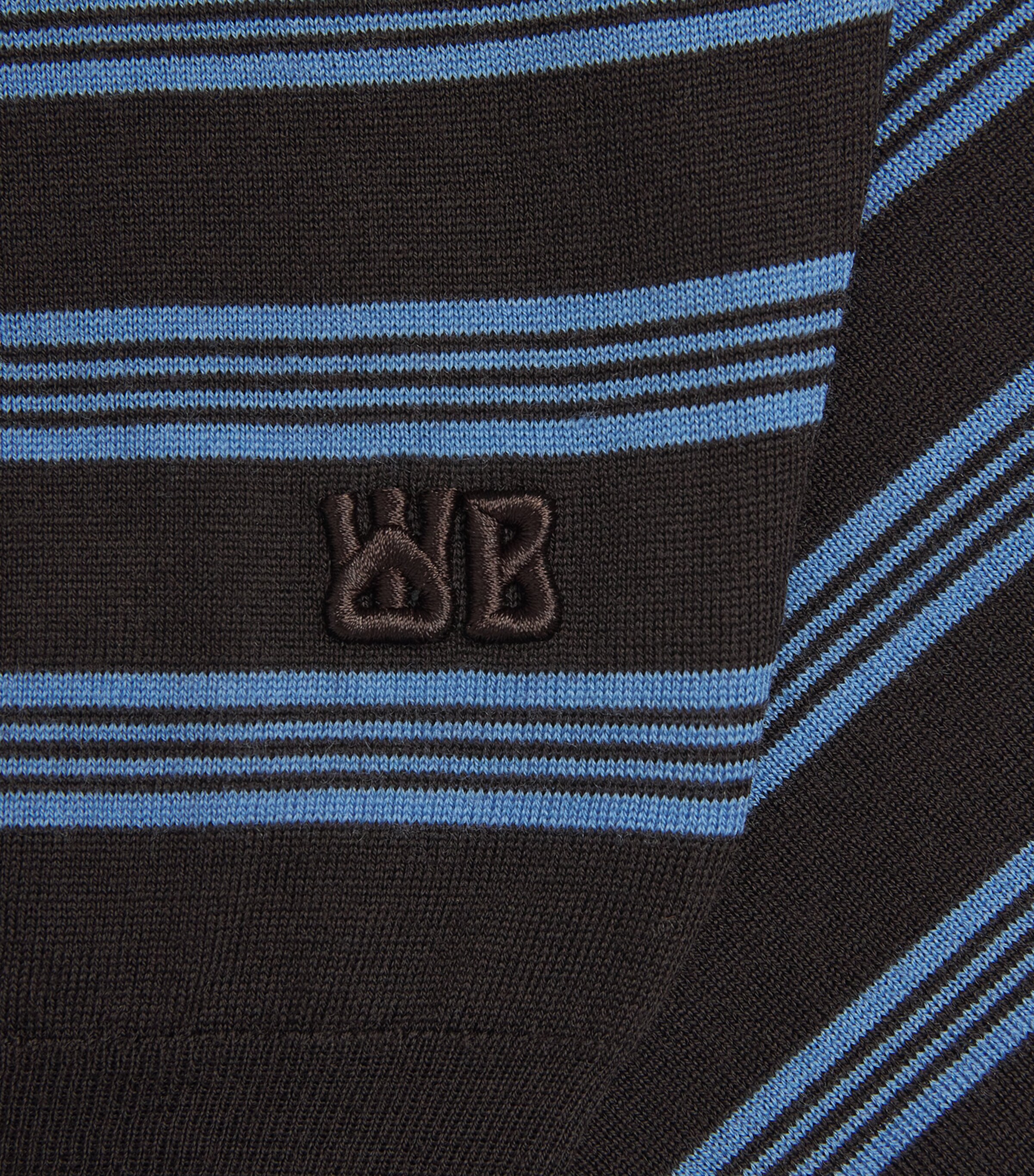 Wales Bonner Mens x John Smedley Merino Polo Sweater Brown/blue/ivory Image 6