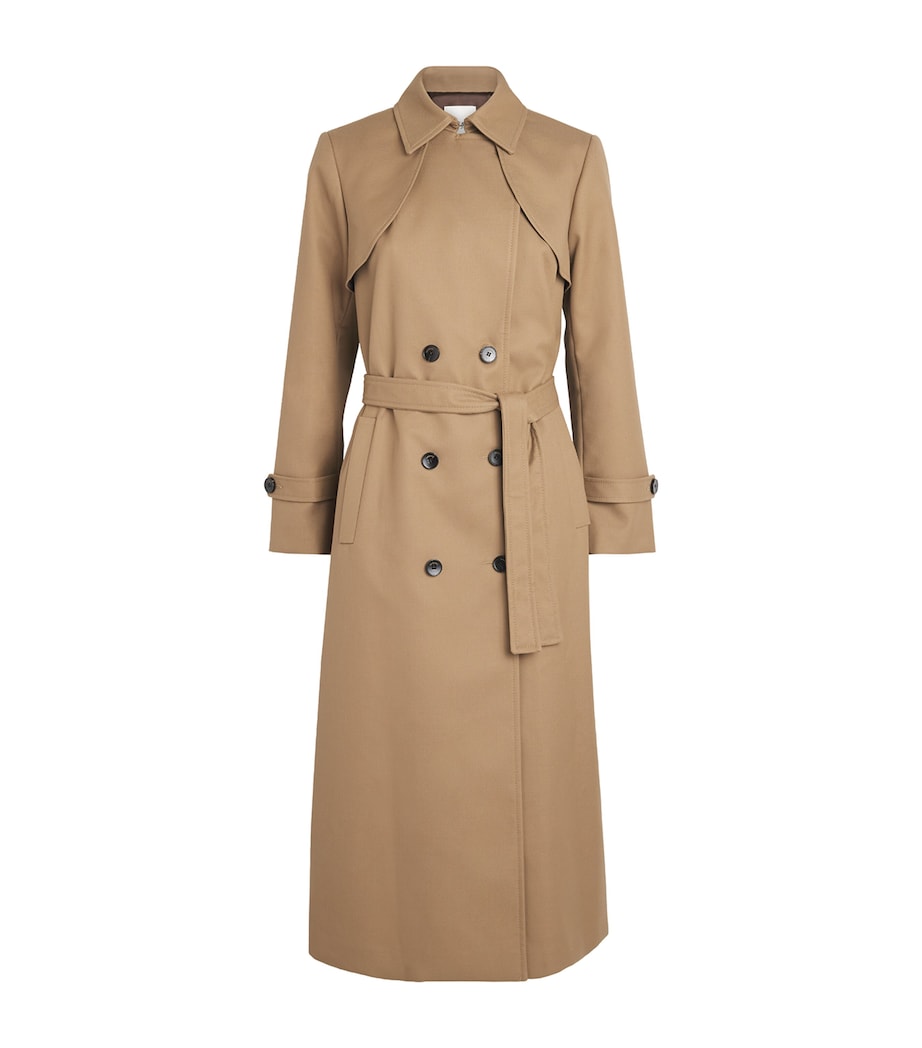 Sandro Paris Womens Pleated Trench Coat Beige Image 1