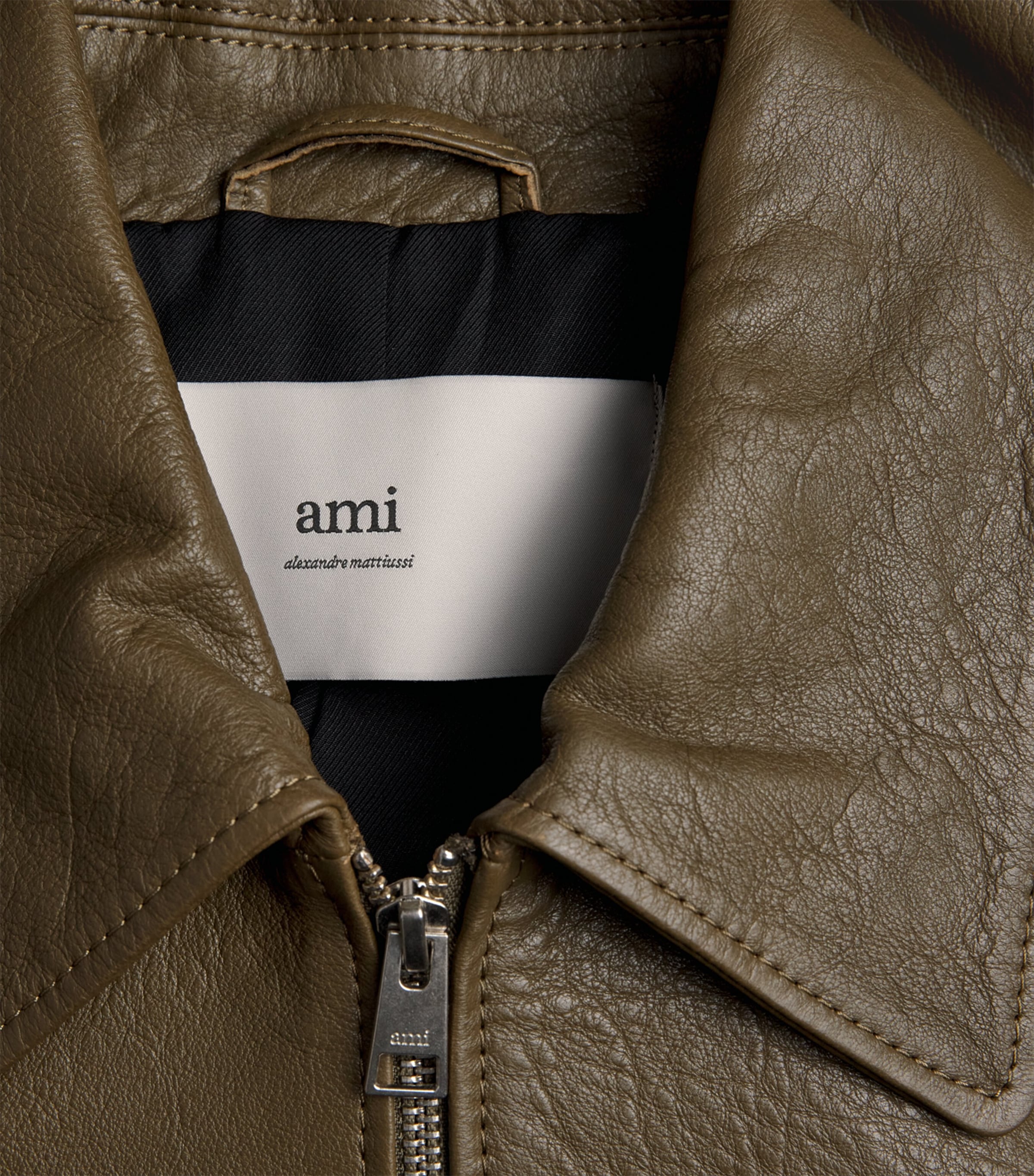 Leather Collar Bomber Jacket 298 - BRONZE Image 5