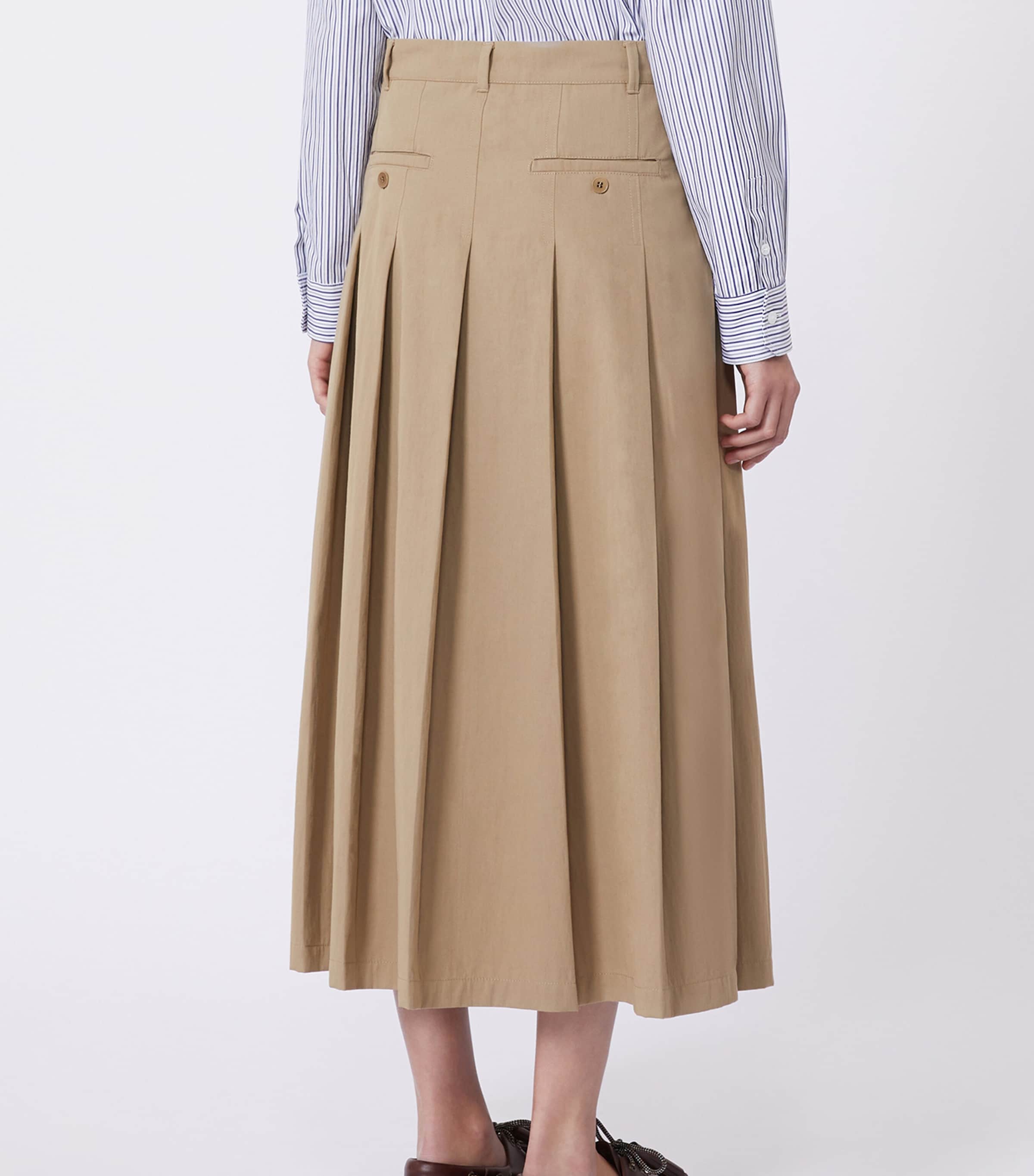 Weekend Max Mara Womens Gabardine Pleated Maxi Skirt Hazelnut Brown Image 3