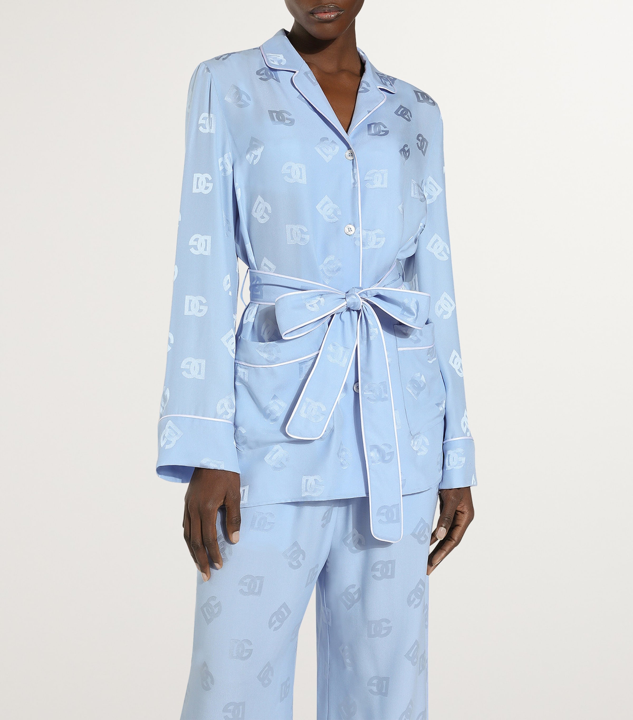 Silk Logo Pyjama Shirt F3981- LILAC Image 4