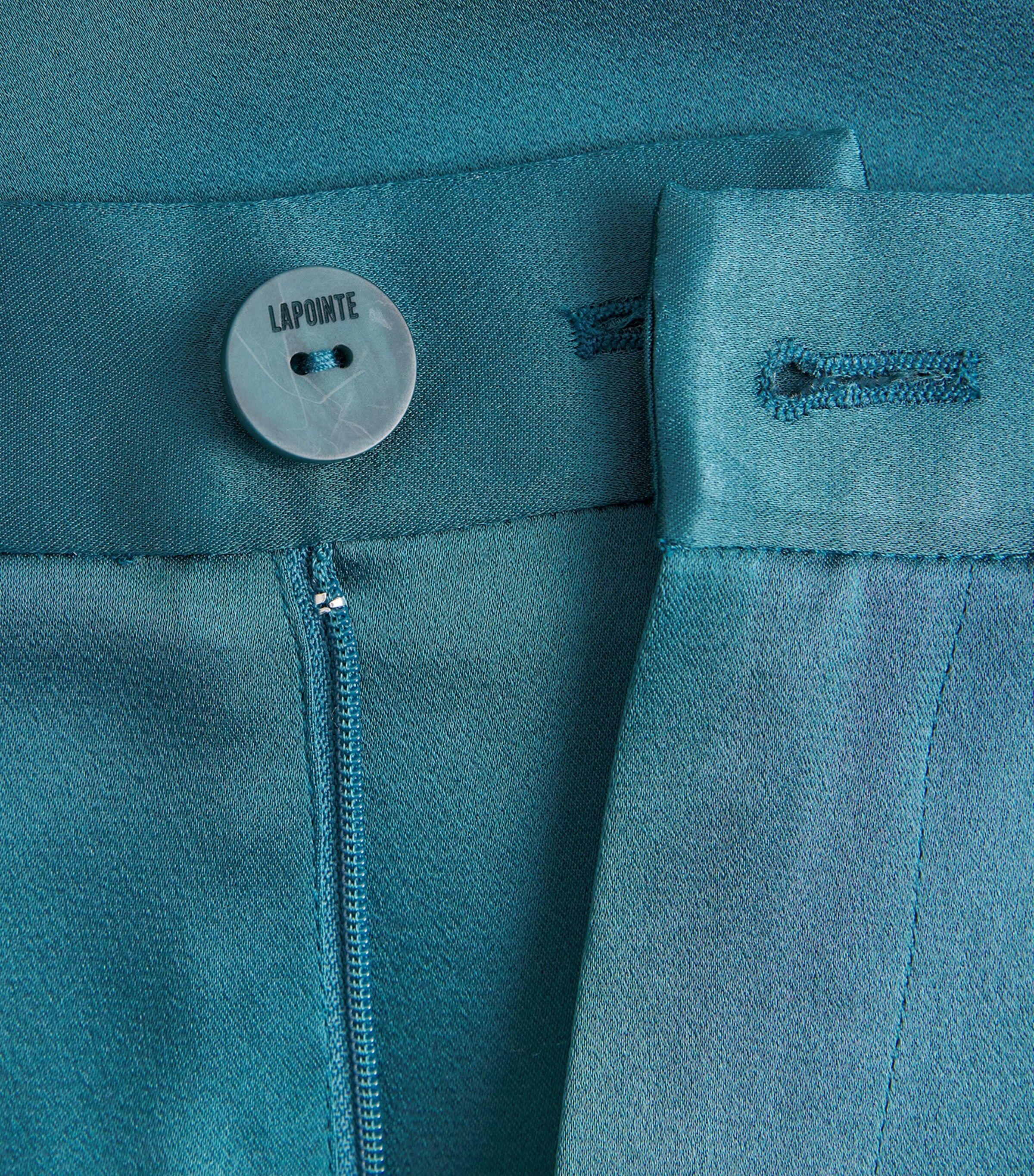 Satin Pleated Wide-Leg Trousers DARK TEAL Image 5