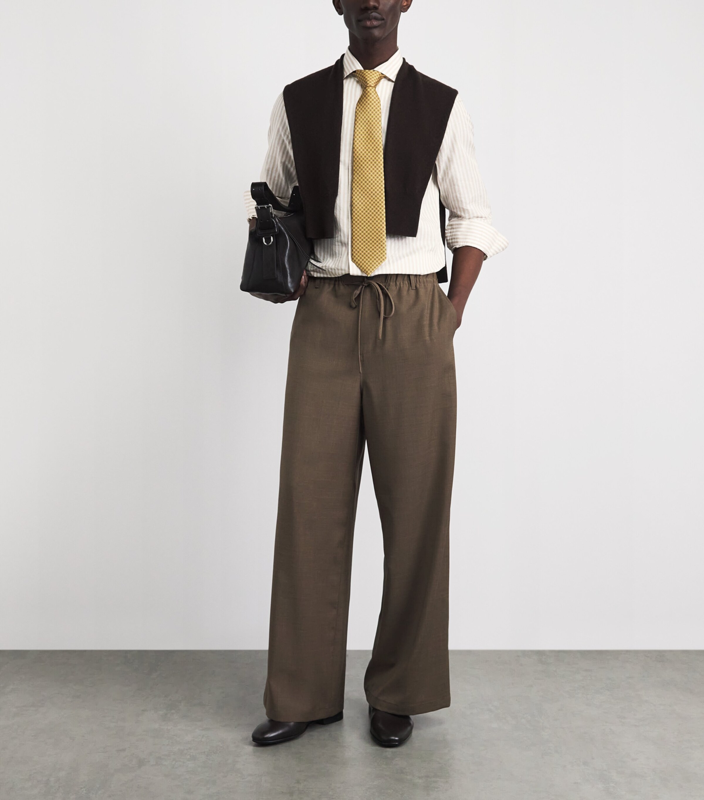 Corneliani Mens Cotton Stripe Shirt Dark Brown Image 2