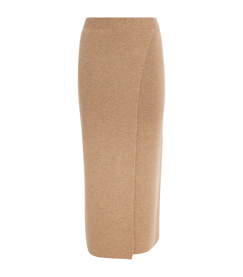 Max Mara Womens Wool-Cashmere Wrap Skirt Hazelnut Brown Image 1