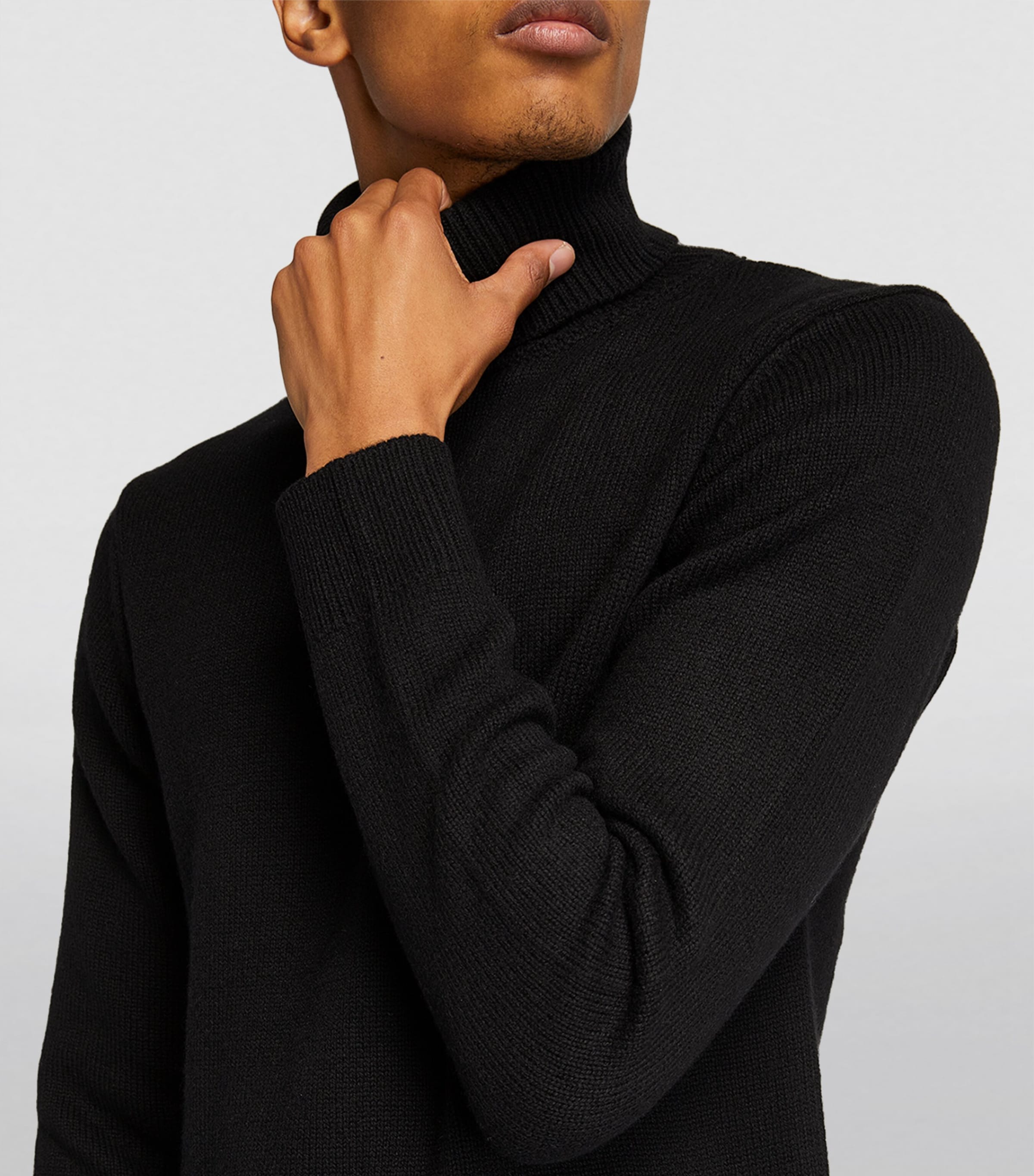 Sandro Paris Mens Wool-Blend Rollneck Sweater Black Image 6