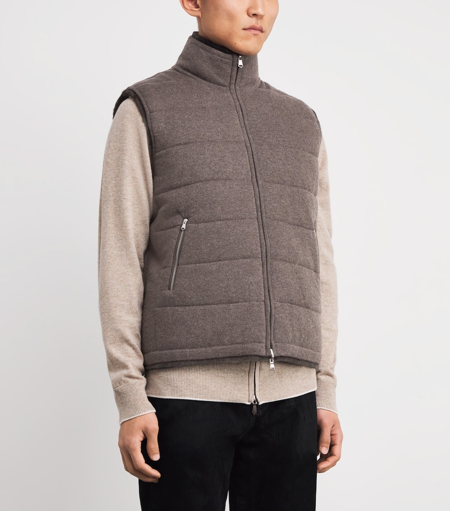 Cashmere Rex Fur-Lined Vermont Gilet BISCOTTI DARK BROWN Image 3