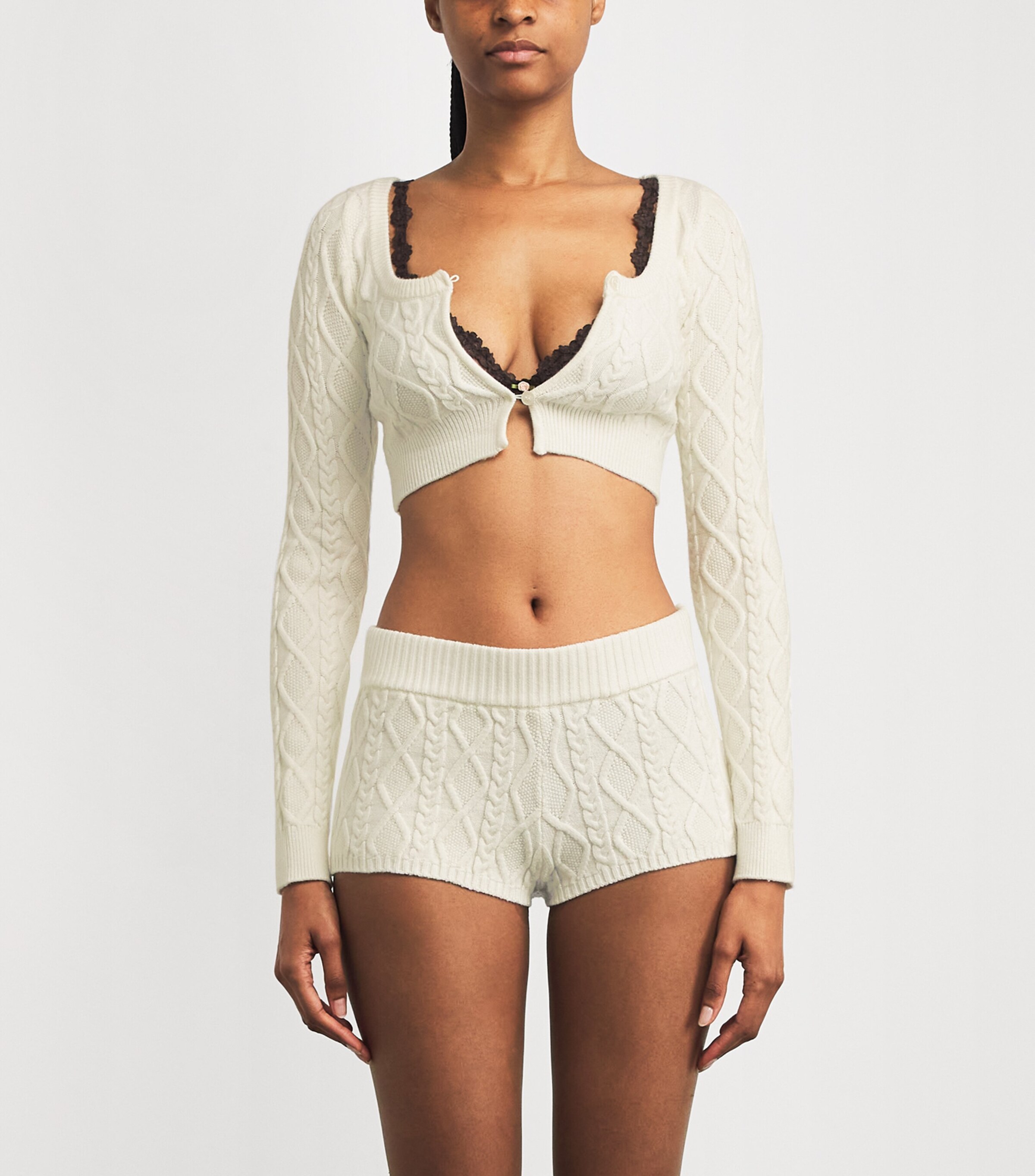 Cable-Knit Shorts IVORY Image 3