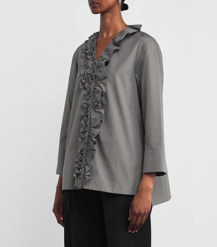 Cotton Poplin Ruffle-Trim Shirt MEDIUM GREY Image 3