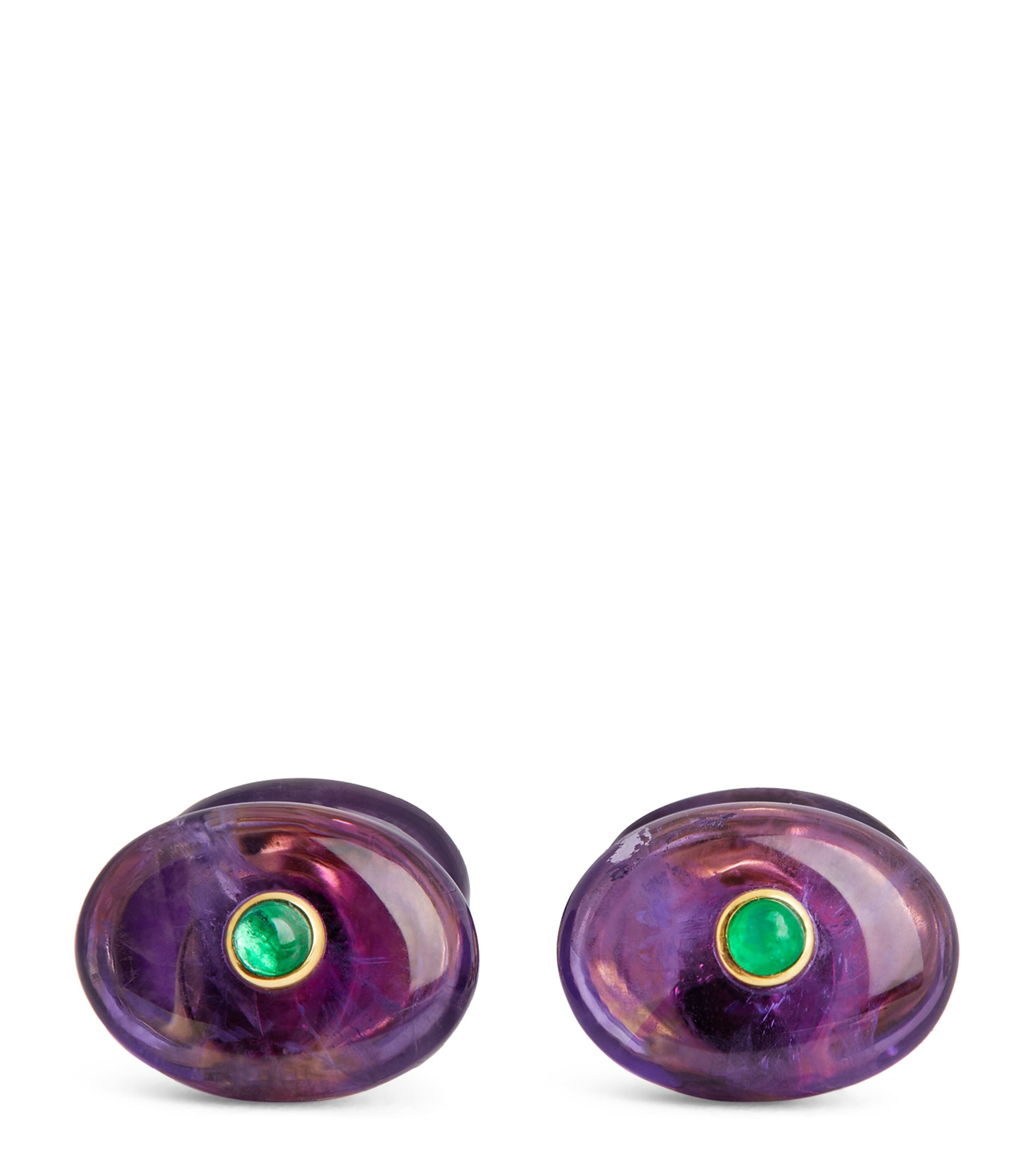 Deakin & Francis Yellow Gold And Amethyst Cufflinks In Gold