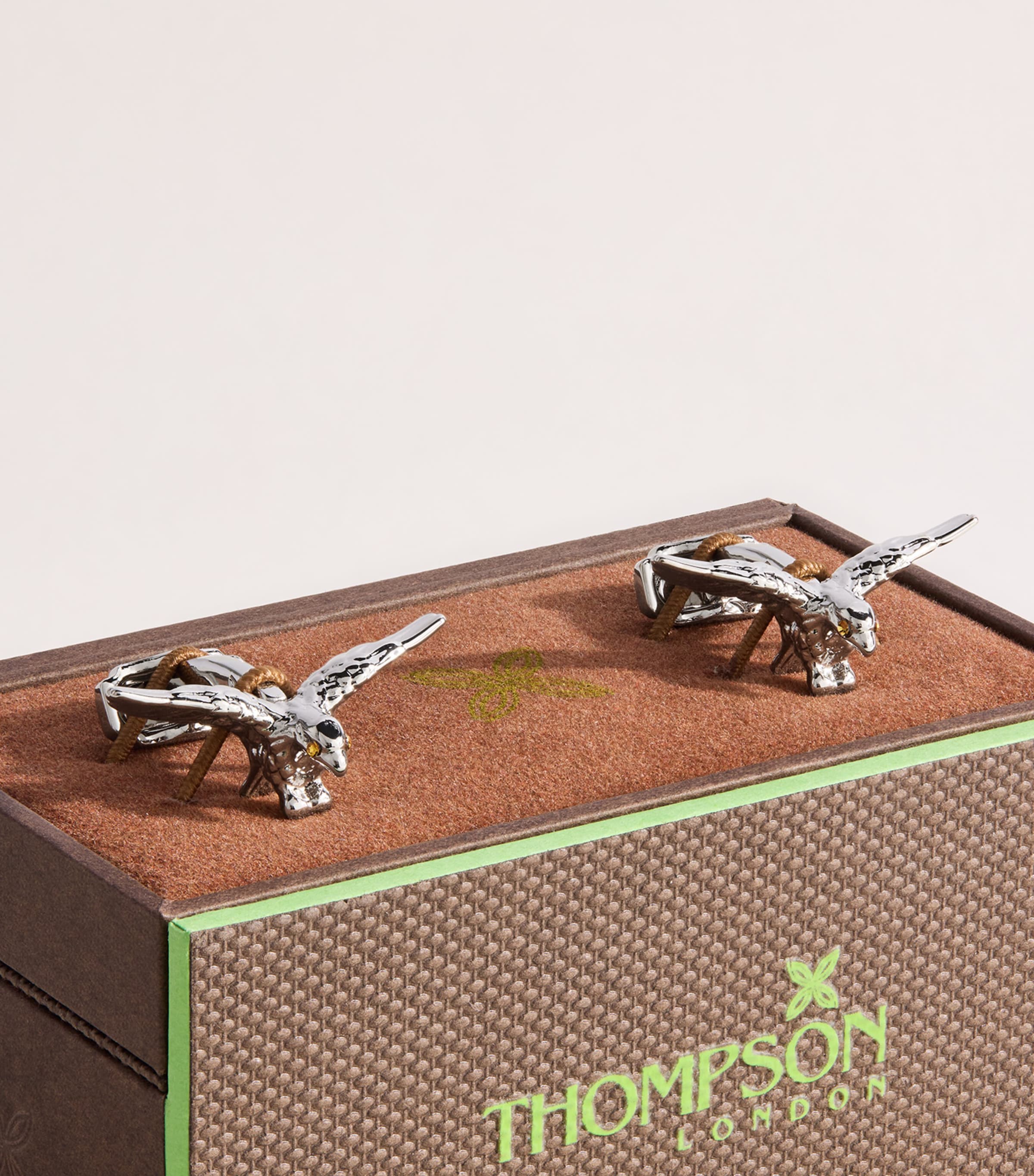 Tateossian Thompson Palladium-Plated Eagle Cufflinks Brown Image 3