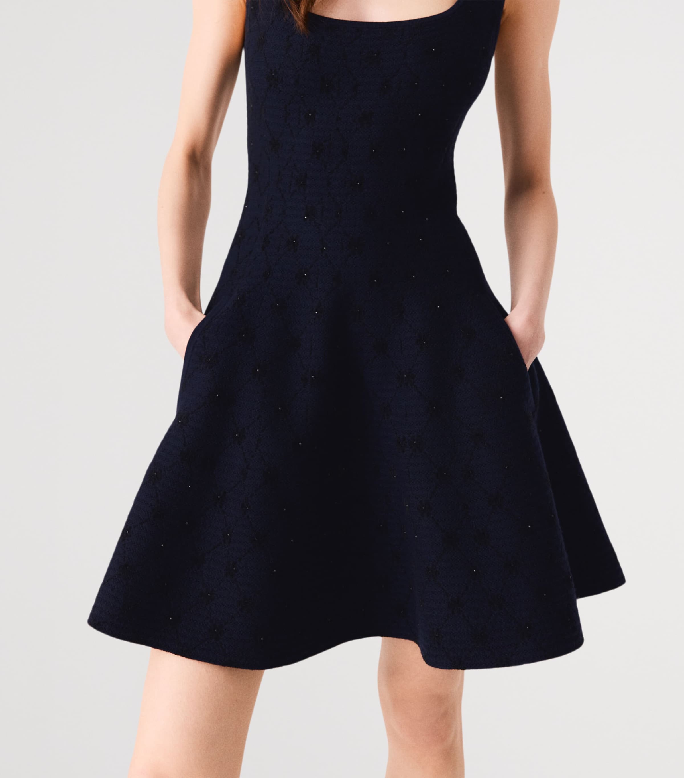 Maje Womens Embellished Jacquard Mini Dress Navy Image 8
