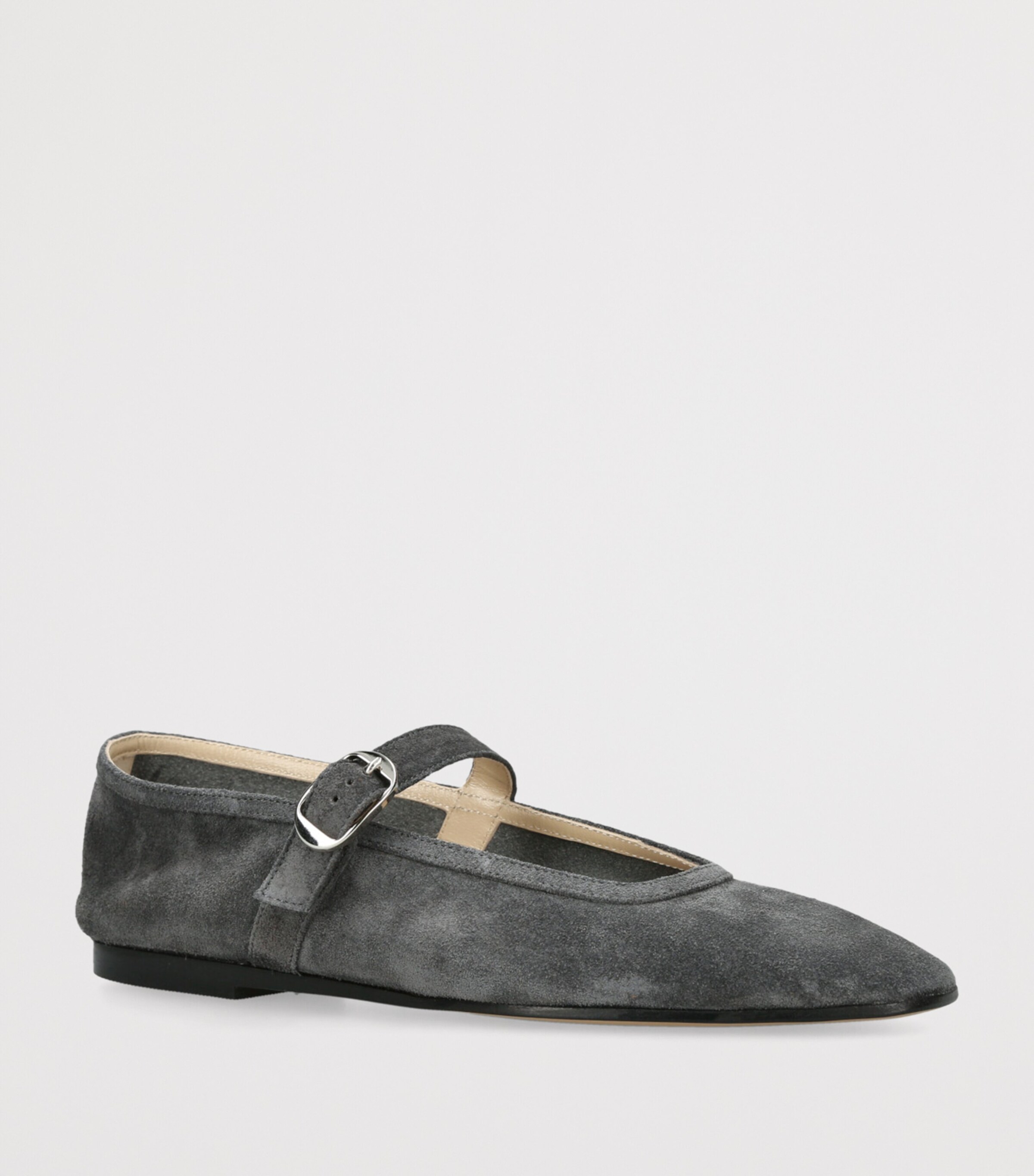 Suede Mary Jane Ballet Flats GREY/DARK Image 3