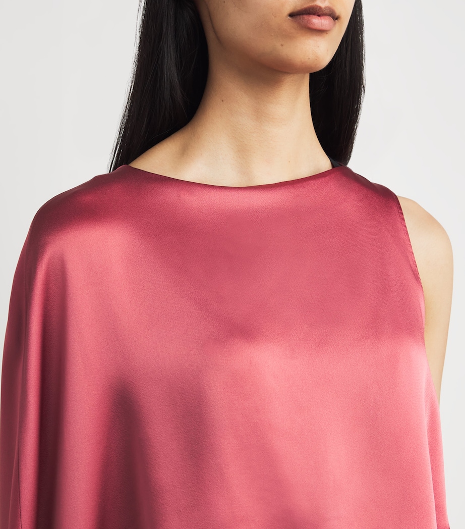 Satin Asymmetric Gown 678 DARK ROSE Image 4