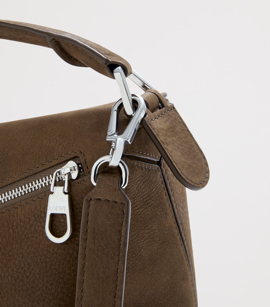 Small Suede Featherlight Puzzle Top-Handle Bag TUNDRA Image 11