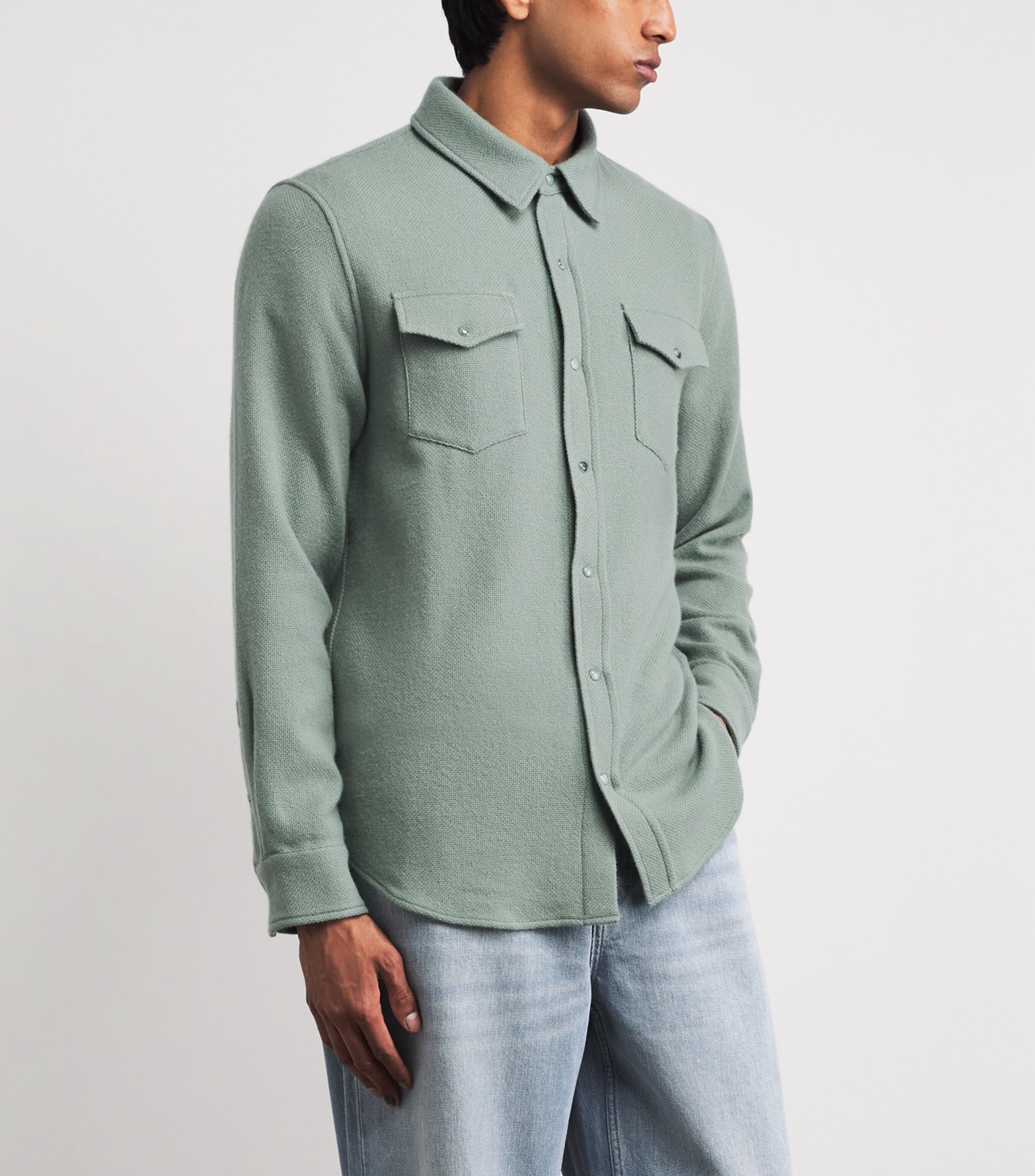God's True Cashmere Mens Cashmere Agave Shirt Agave Image 4