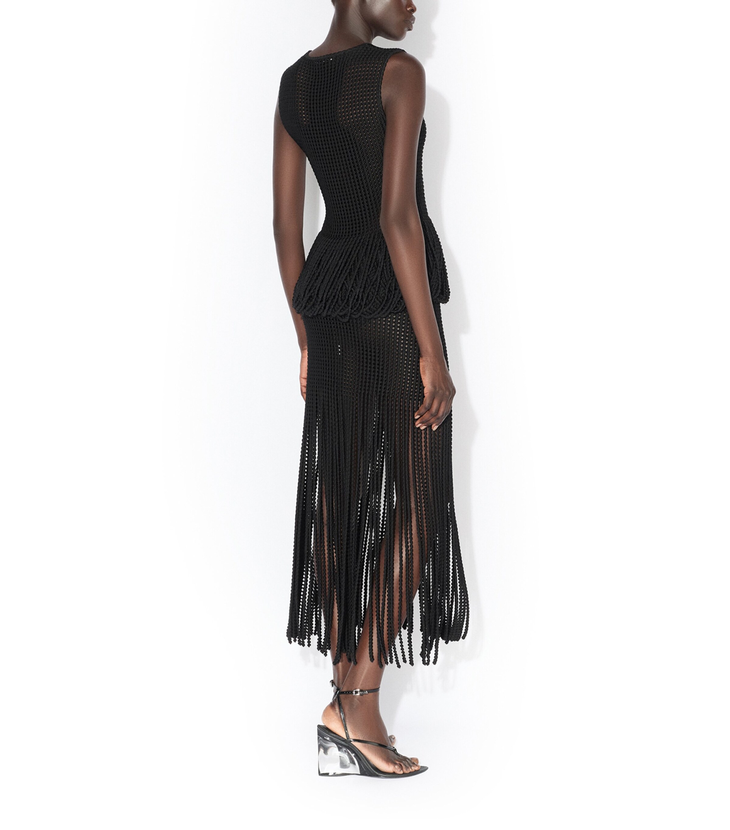 Alaïa Womens Mesh Peplum Tank Top Noir Alaia Image 3
