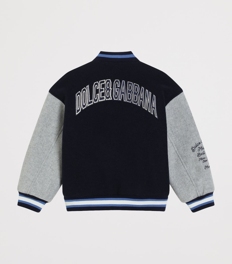Dolce&Gabbana Kids Virgin Wool-Blend Logo Bomber Jacket (8-13 Years) Colour Image 2