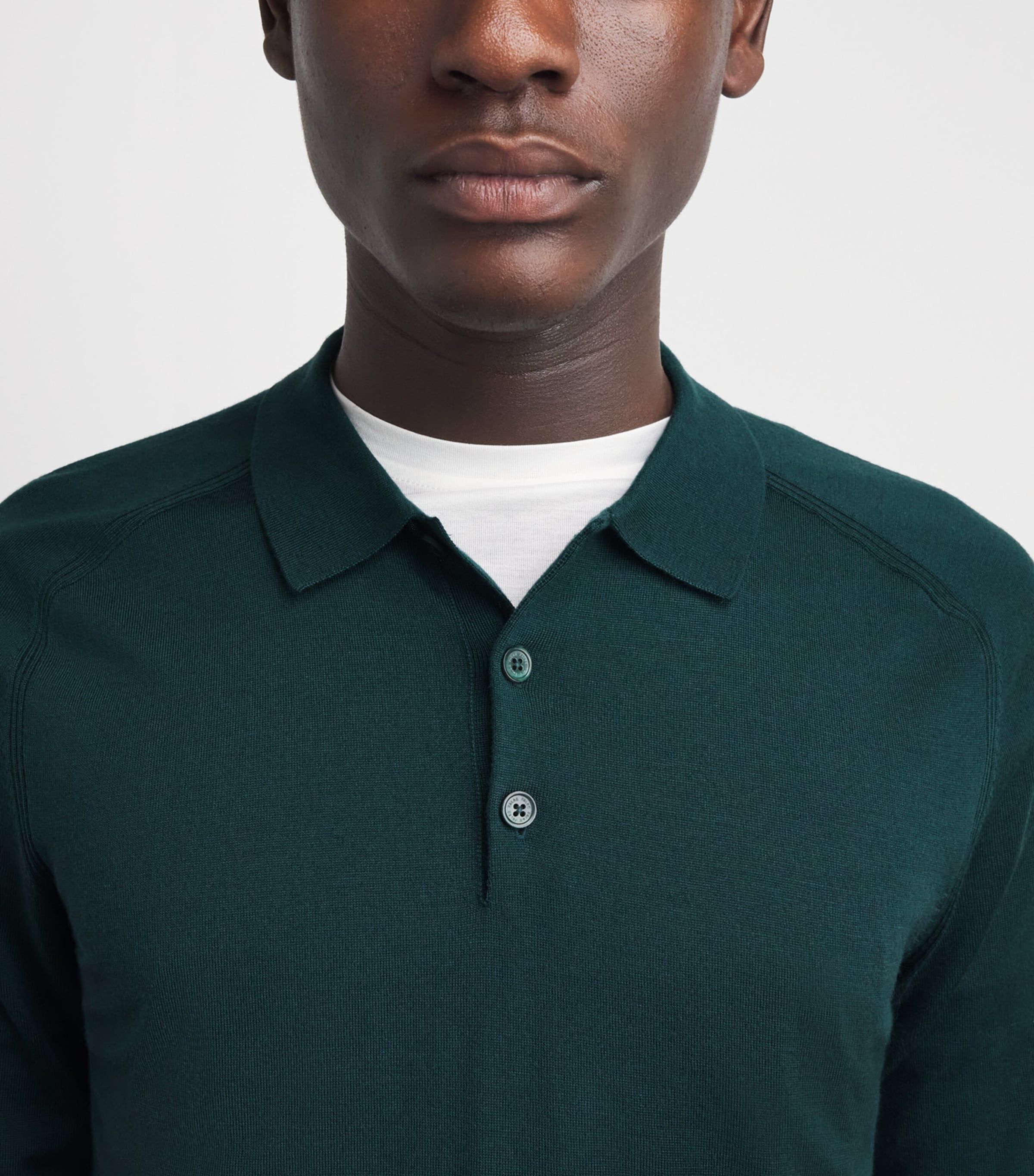 Falke Mens Ultrafine Merino Wool Polo Shirt Forest Image 3