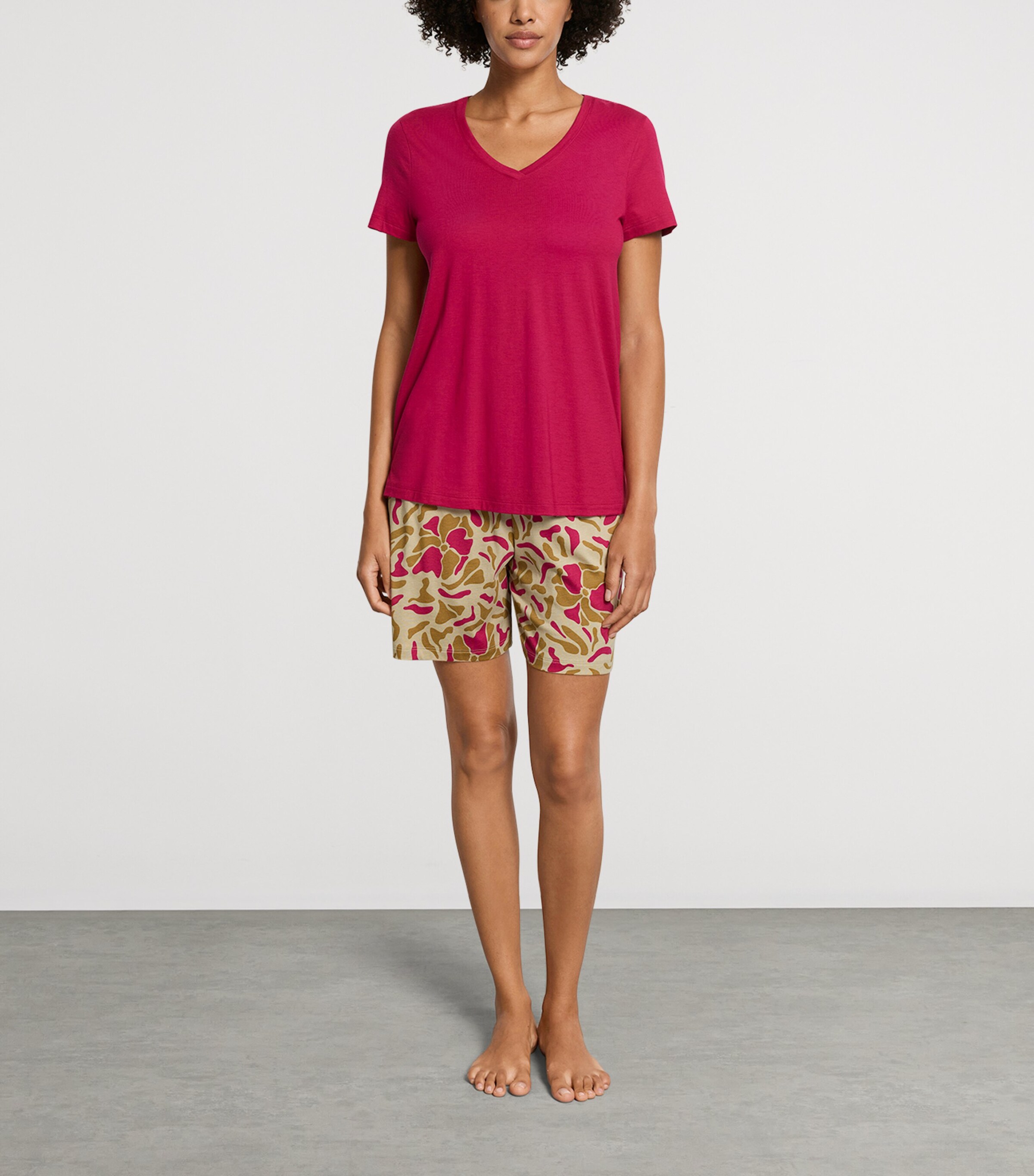Hanro Womens Stretch-Cotton Sleep & Lounge T-Shirt Light Sangria Image 4