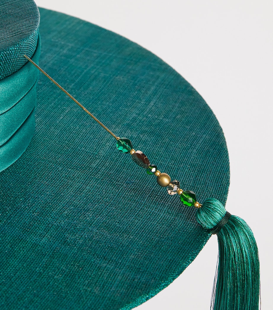 Jewelled-Tassel Bow Hat DEEP GREEN Image 5