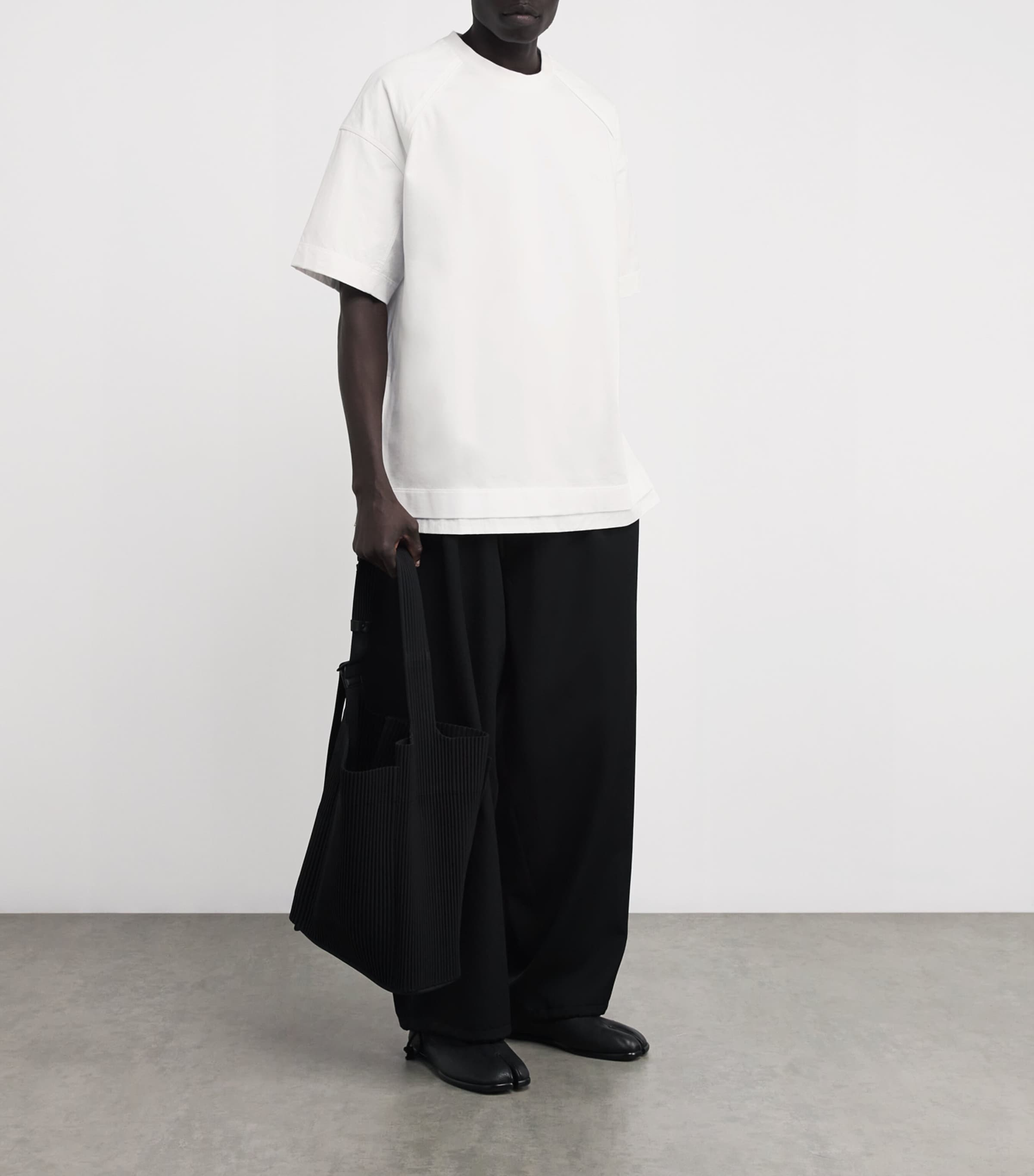 Cotton-Nylon Layered T-Shirt WHITE 1 Image 2