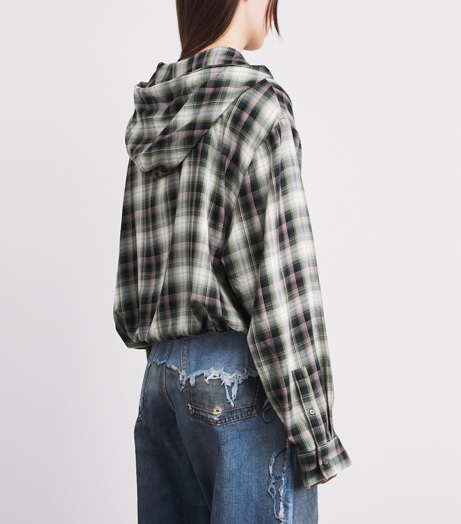 Acne Studios Womens Hooded Check Shirt Aig Black/green Image 5