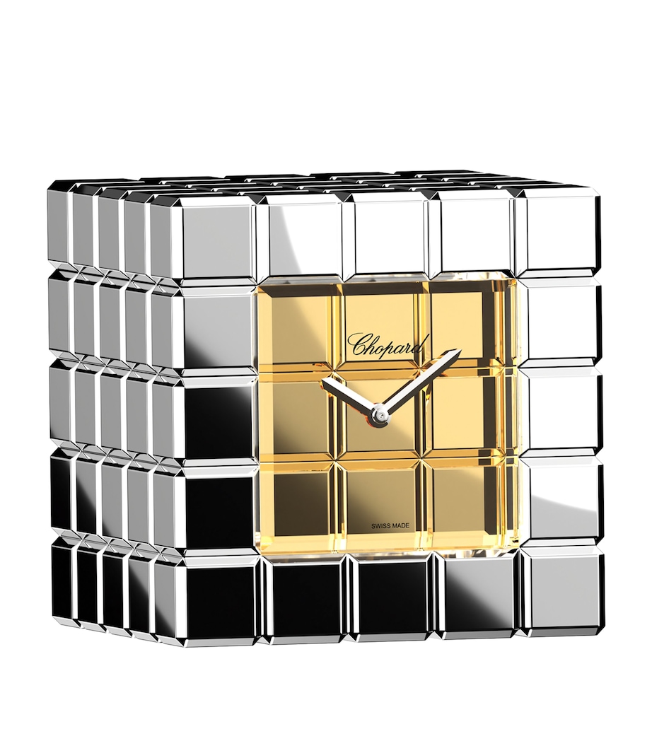 Ice Cube Table Clock YELLOW GOLD TONED Image 1