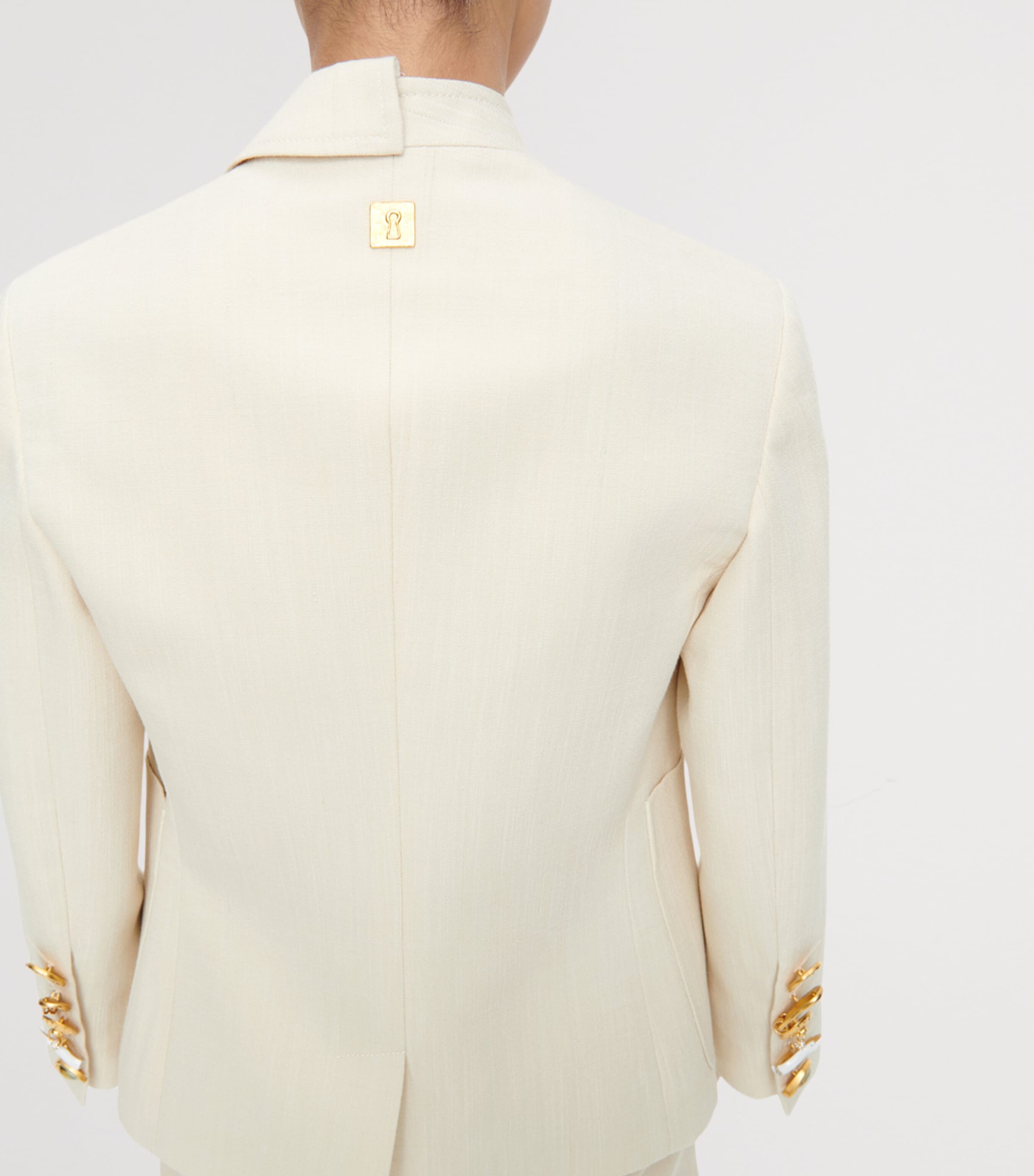 Schiaparelli Womens Canvas Asymmetric Jacket Ecru Image 4