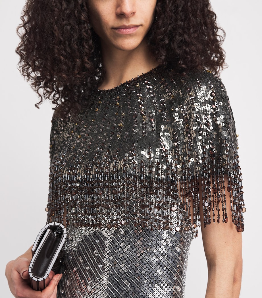 Jenny Packham Womens Sequin Dazzle Dream Cape Ombre Gnmtl/liquorce Image 3