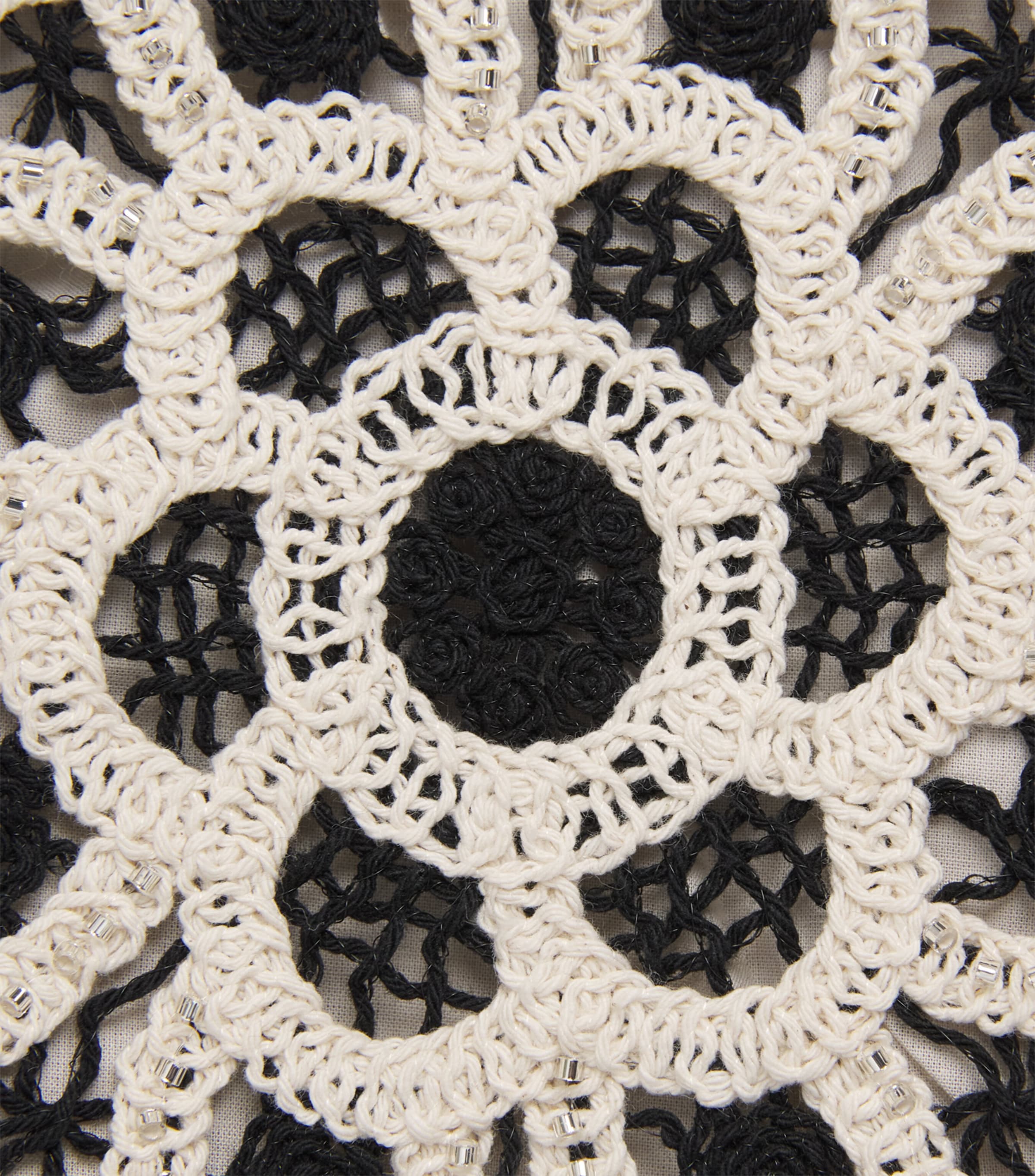 PatBO Womens Crochet Embellished Mini Dress Black & White Image 6