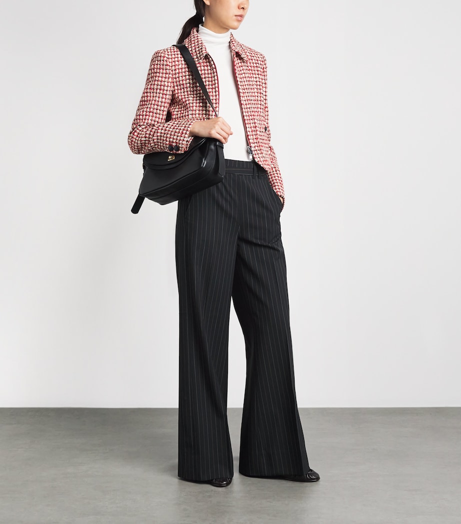 ME+EM Womens Pinstripe Wide-Leg Trousers Black Image 2